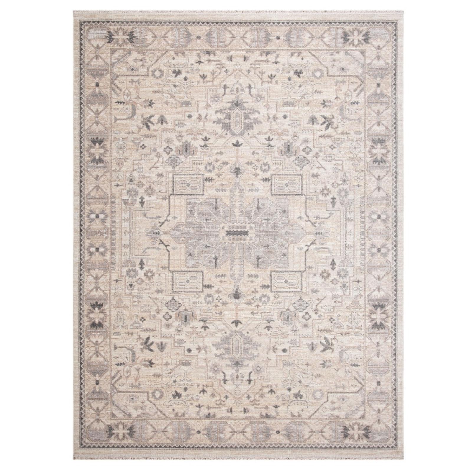 Covor Sakura 55001-C4E-J, 200 x 280 cm, clasic, poliester, bej + crem + gri, dreptunghiular