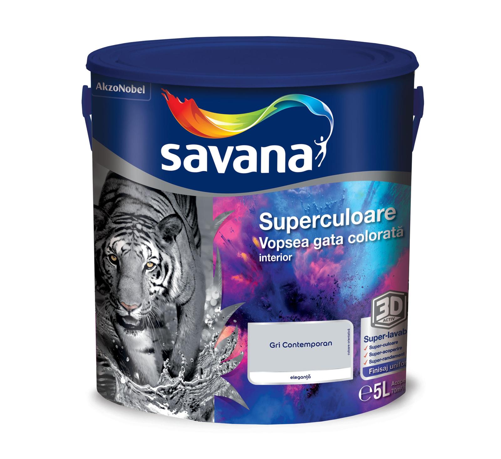 Vopsea gata colorata interior, Savana Superculoare, gri contemporan - eleganta, 5 L