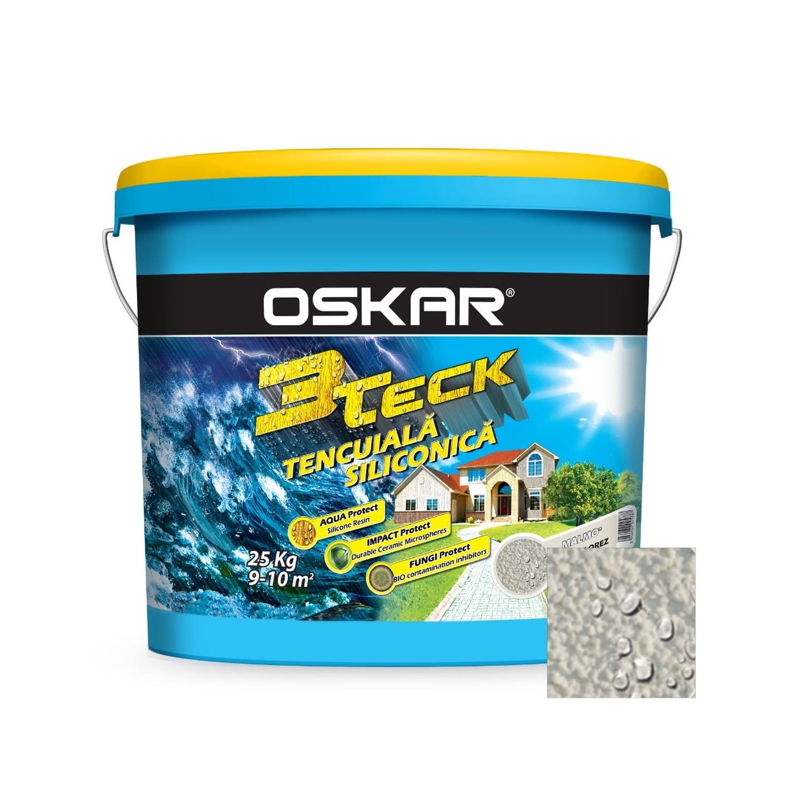 Tencuiala decorativa siliconica Oskar 3Teck, structurata, aspect bob de orez, Malmo, exterior, 25 kg