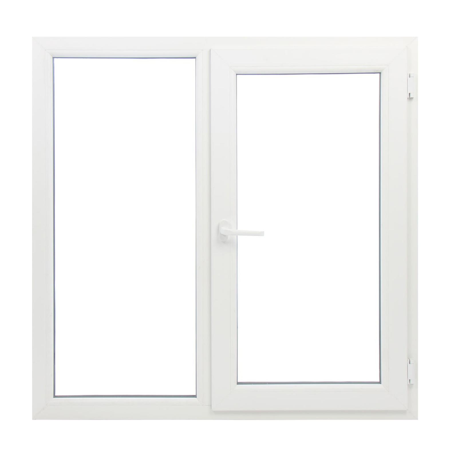 Fereastra PVC termopan Trocal, 5 camere, alb, 116 x 116 cm, fixa + dubla deschidere, dreapta