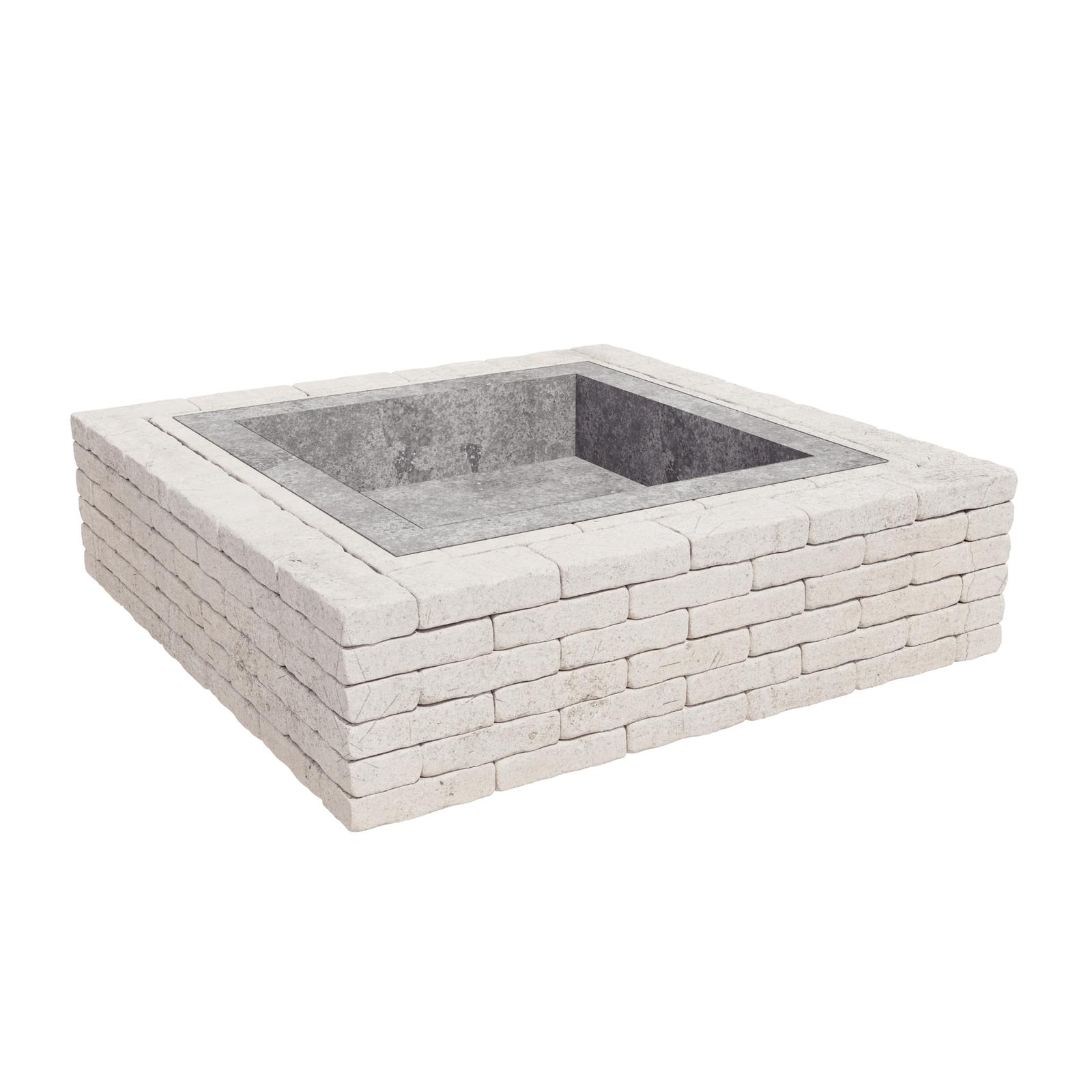 Vatra foc gradina, focar exterior Quadra, 1395 x 1395 x 385 mm, alb-crem