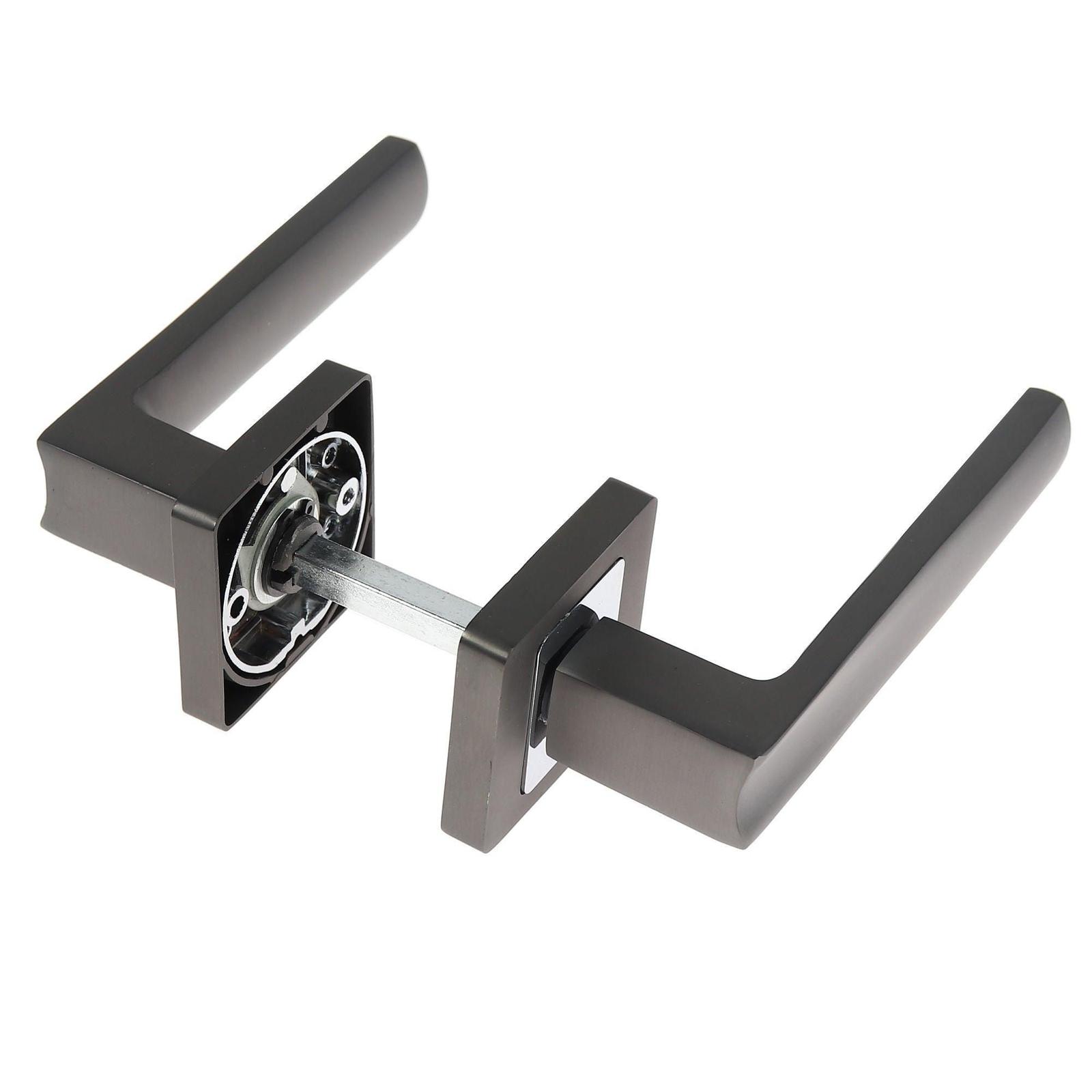Maner rozeta patrata pentru usa interior, Eureka Gato BB K RS54, zamac, nichel antracit + crom polisat, 135 x 54 mm
