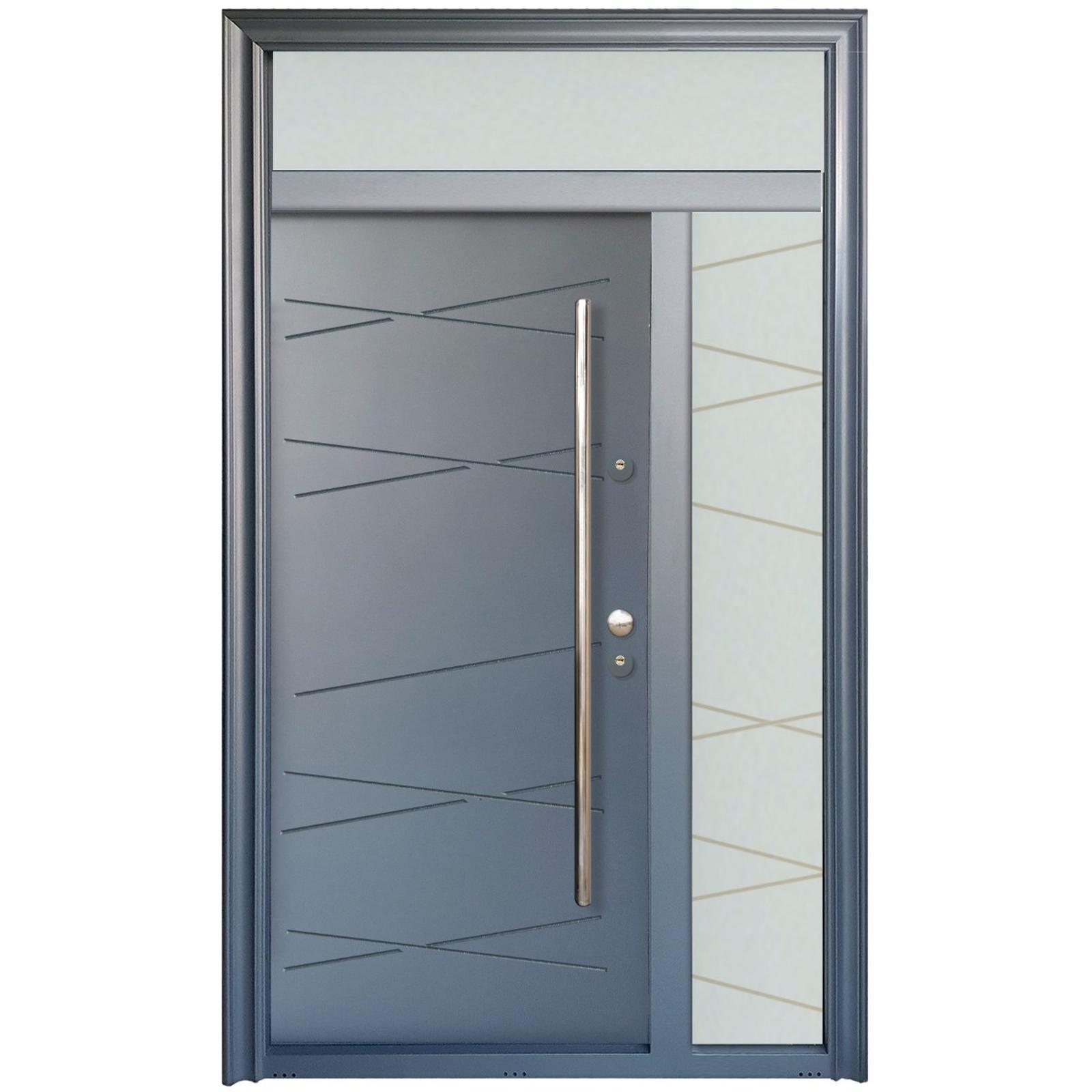 Tracia Victrix usa metalica pentru exterior, stanga, gri antracit RAL 7016, 140 x 240 cm, bara 150 cm + accesorii