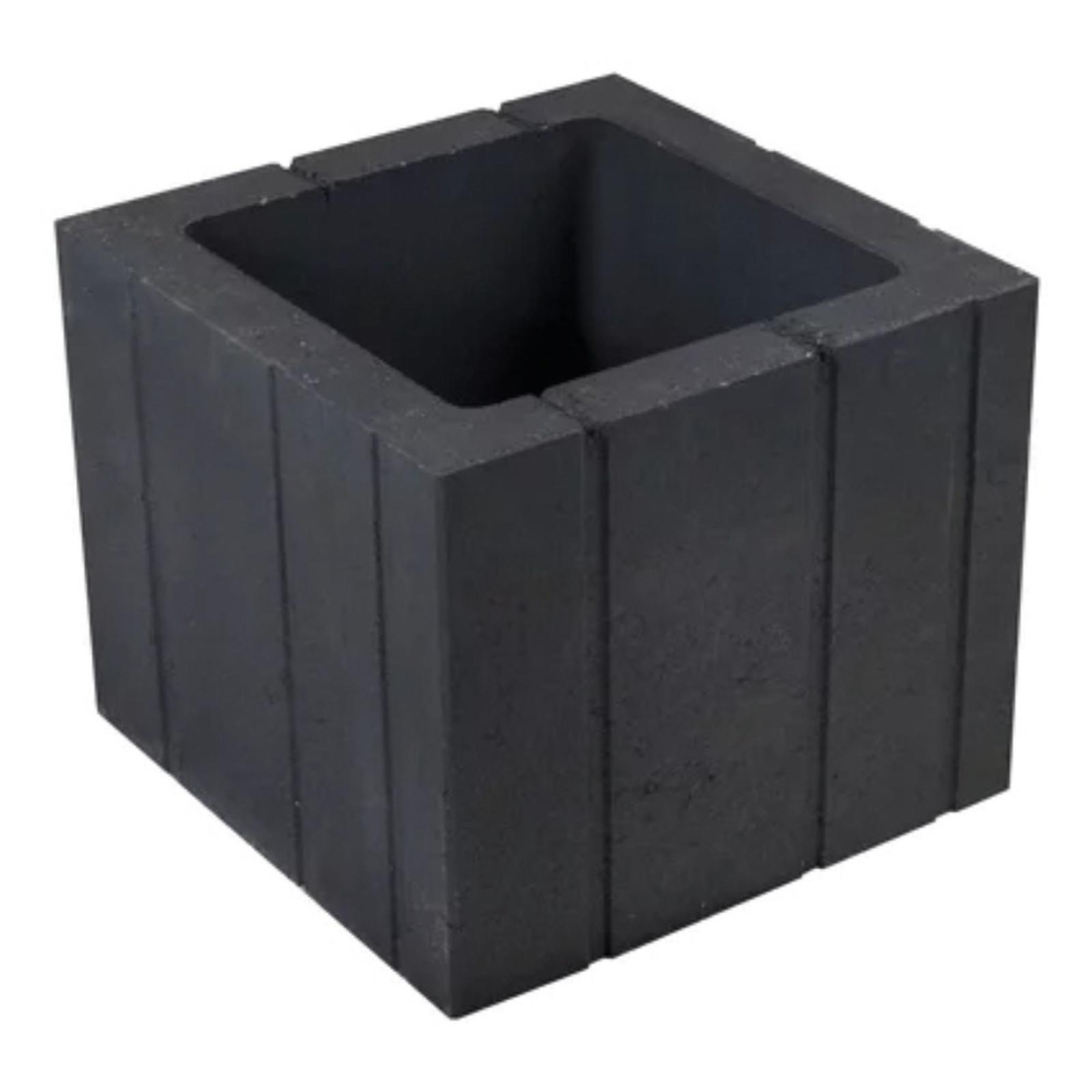 Jardiniera din beton Cubo, exterior, patrata, antracit, 30 x 30 x 30 cm