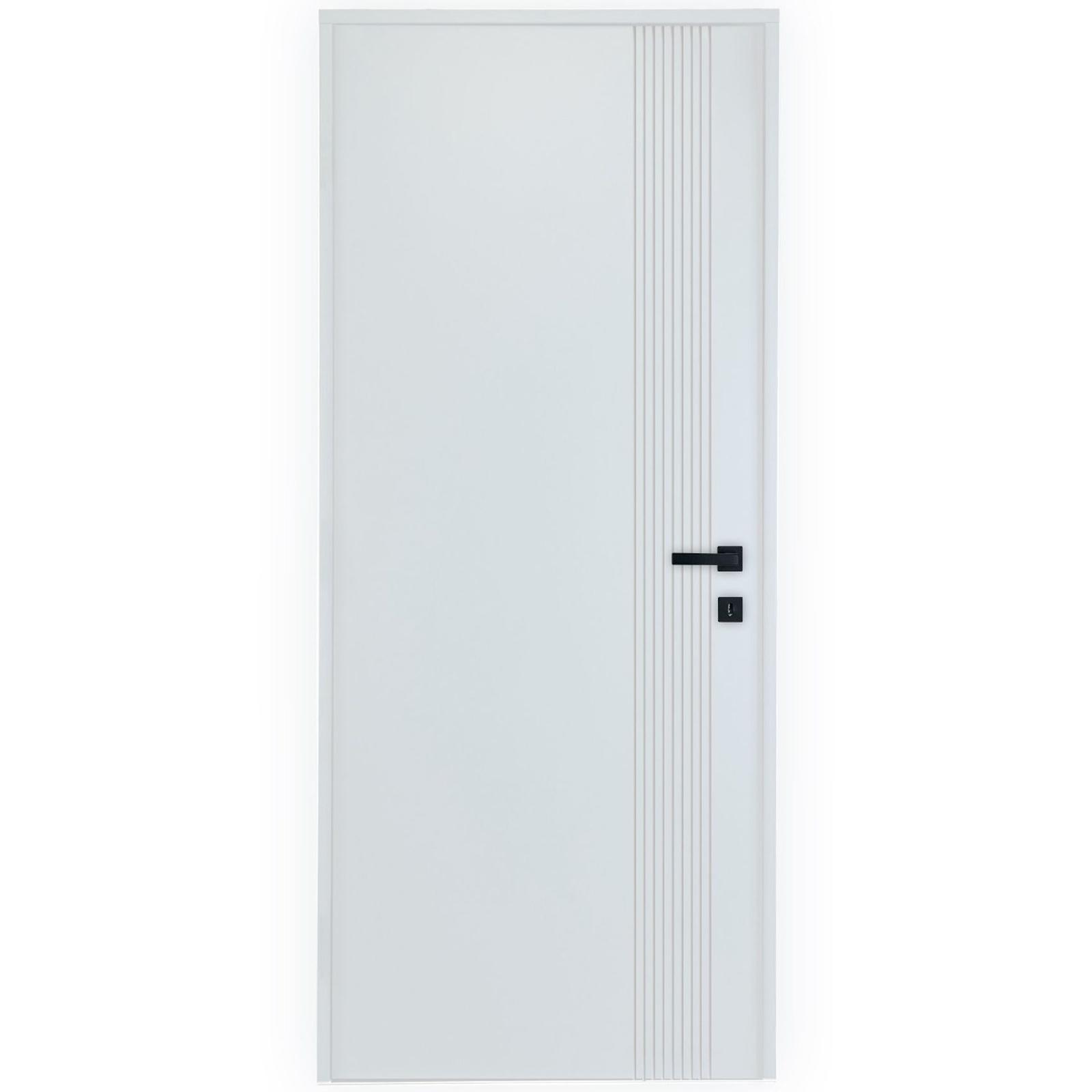 Usa intrare din lemn, Tabula Entra Door Vertilinje, alb, dreapta, 98.5 x 207 cm