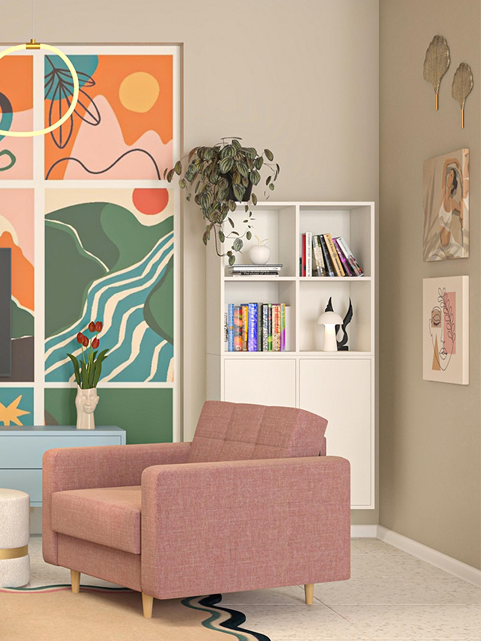 Fotoliu fix Amedia, textil, roz + fag, 1C