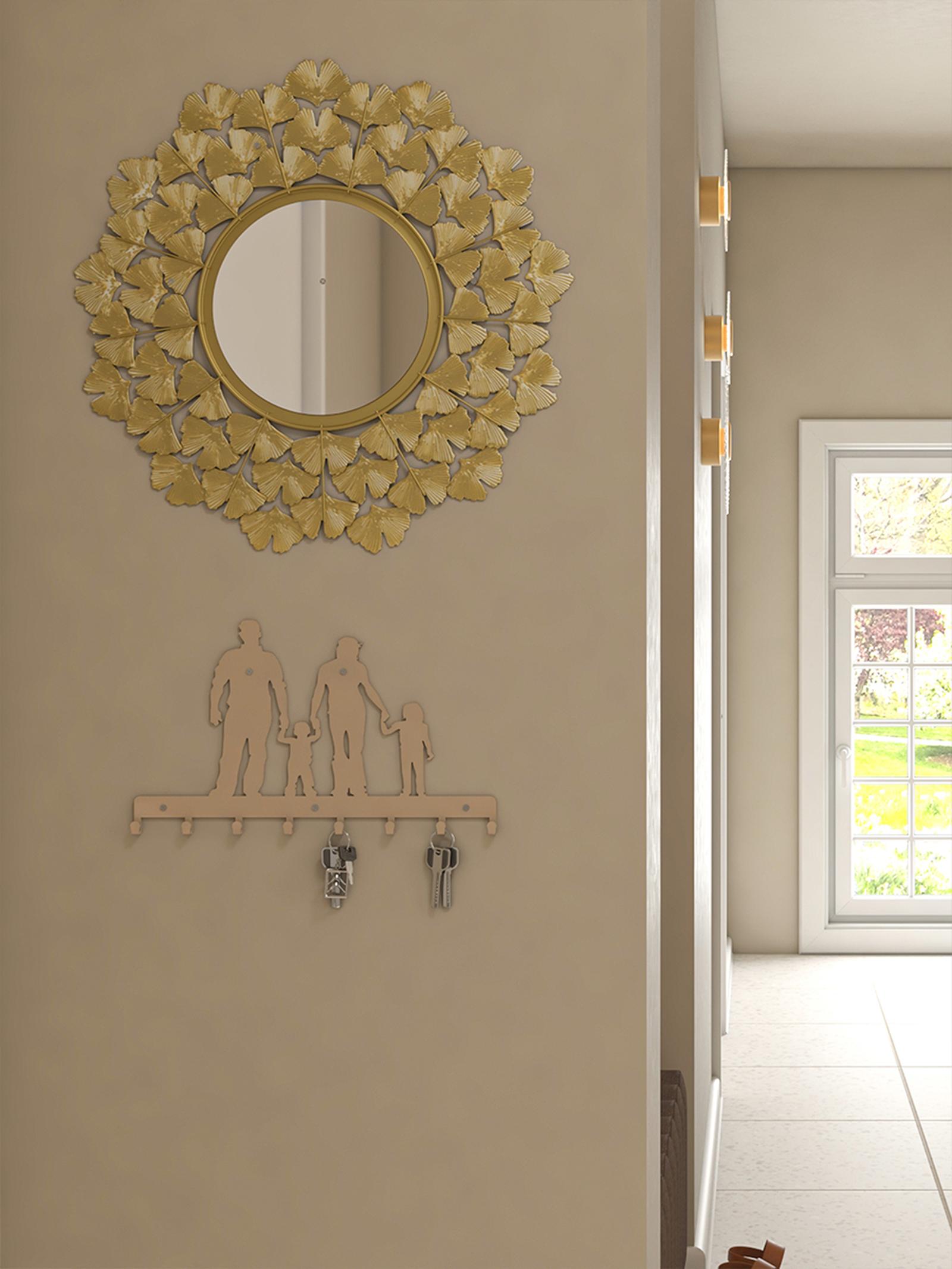 Cuier decorativ Family, pentru hol, crem, cu 8 agatatori, 40 x 23 cm