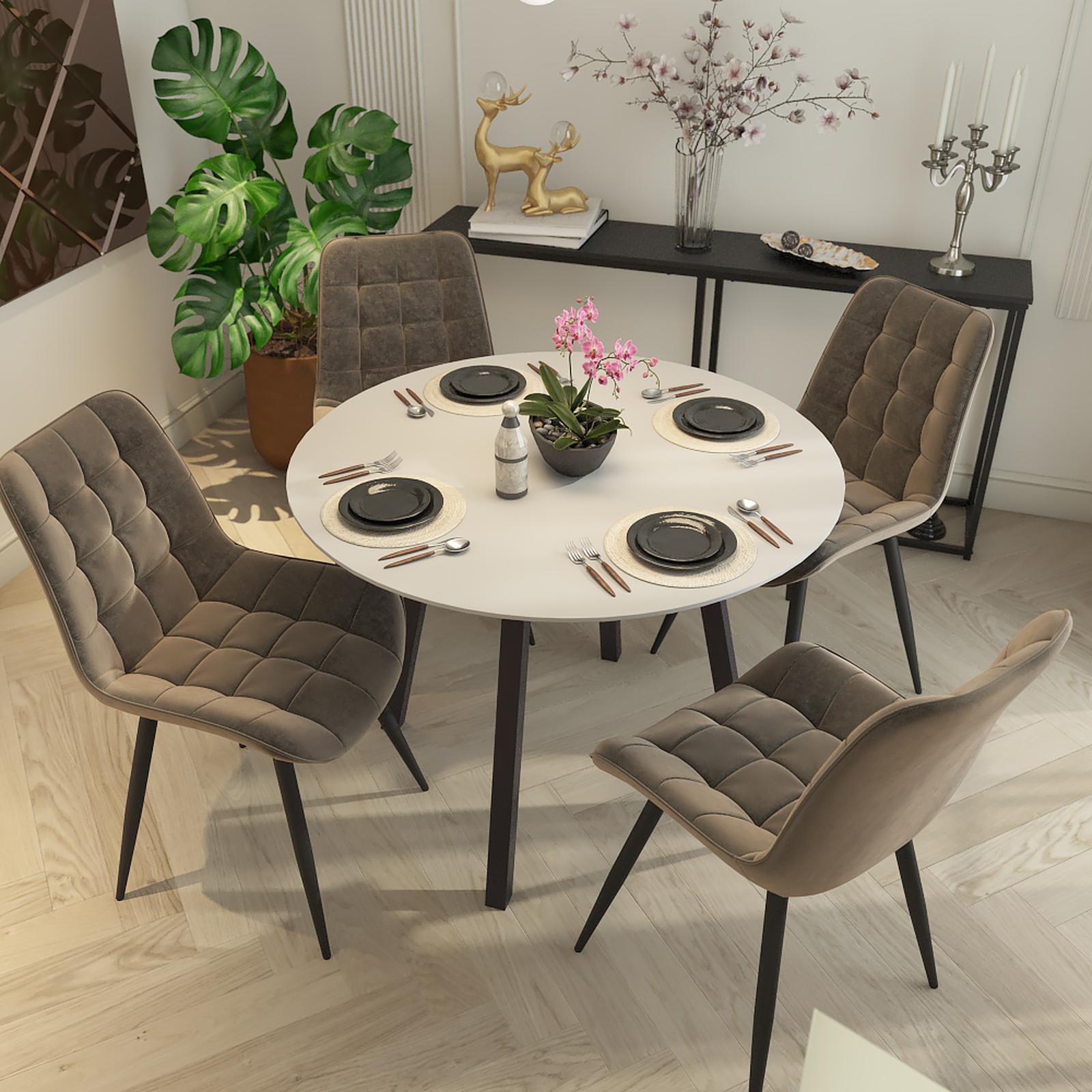 Masa bucatarie / dining fixa Barlog, rotunda, 4 persoane, gri + negru, 100 x 100 x 74 cm, 2C