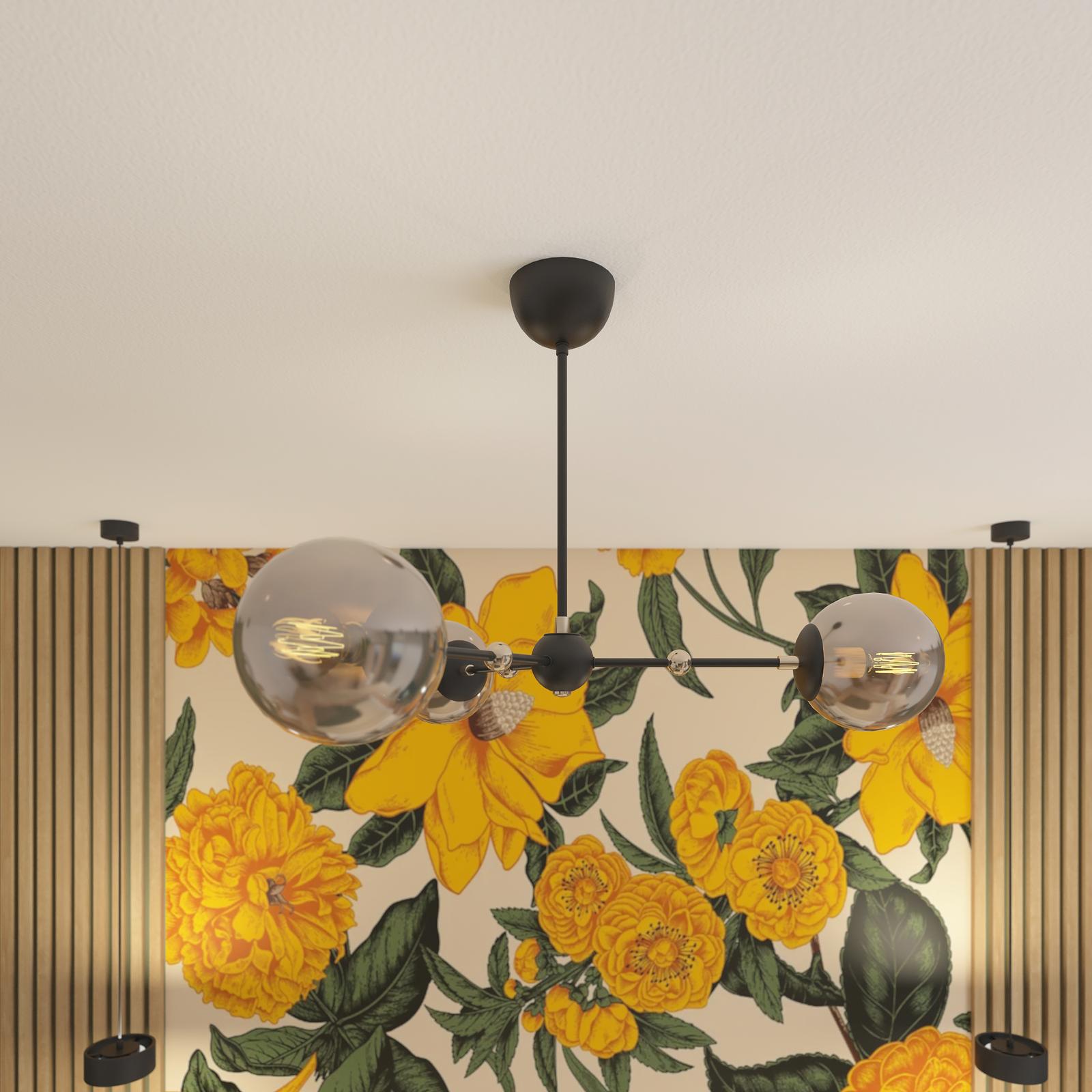 Lustra Arms KL103016, 3 x E14, negru + ambra, moderna