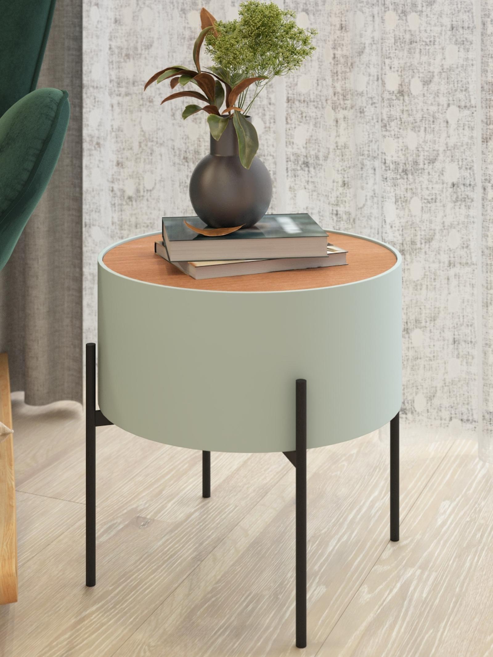 Masuta cafea Mosai, rotunda, gri + natur + negru, 38 x 38 x 38.5, 1C