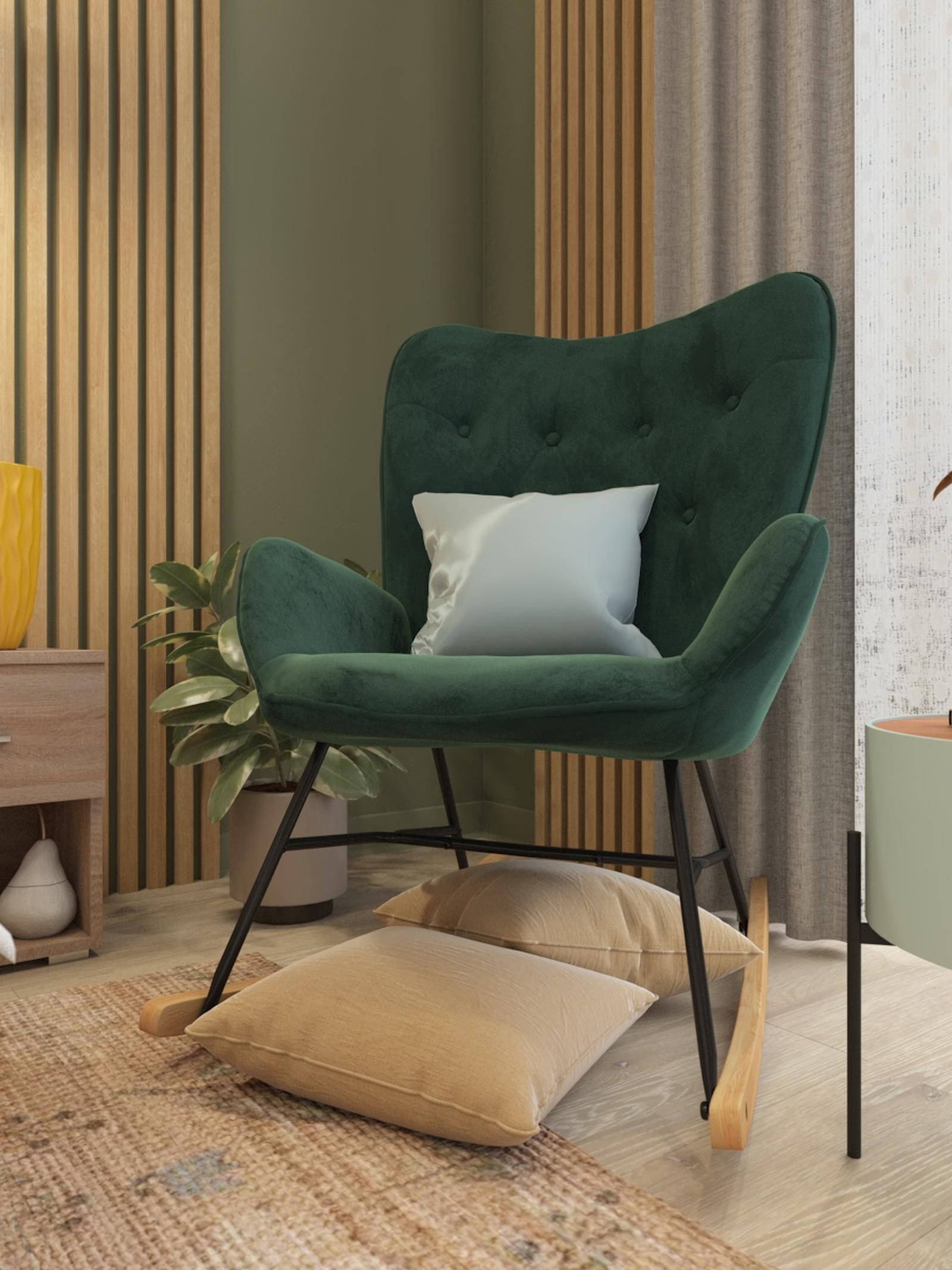 Fotoliu balansoar Epping, material textil, verde, 1C