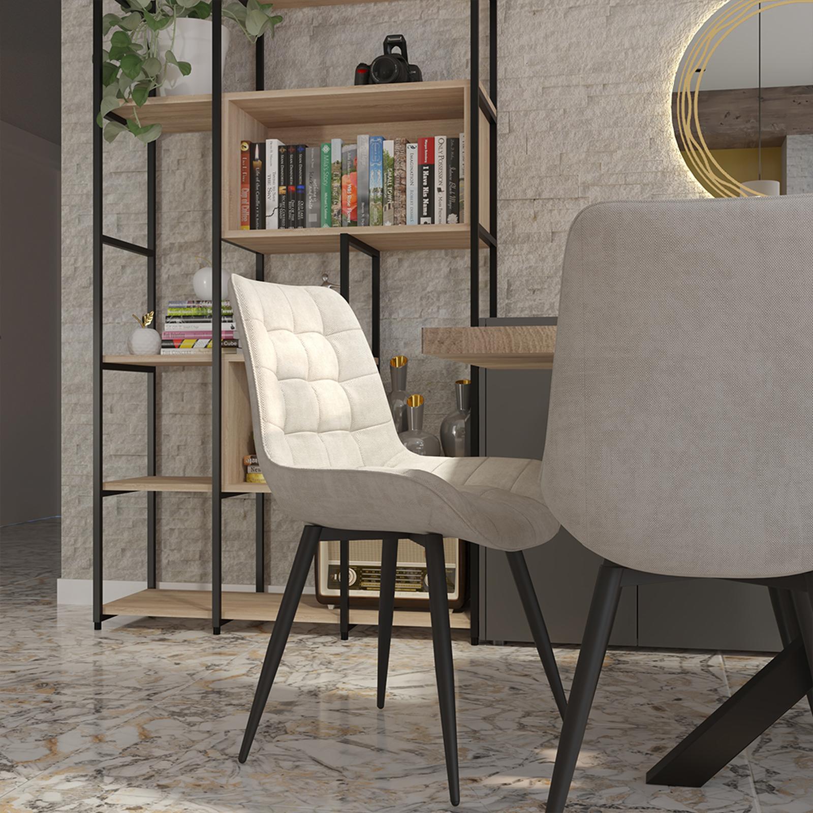 Scaun fix BUC 206, tapitat, metal negru + catifea gri deschis
