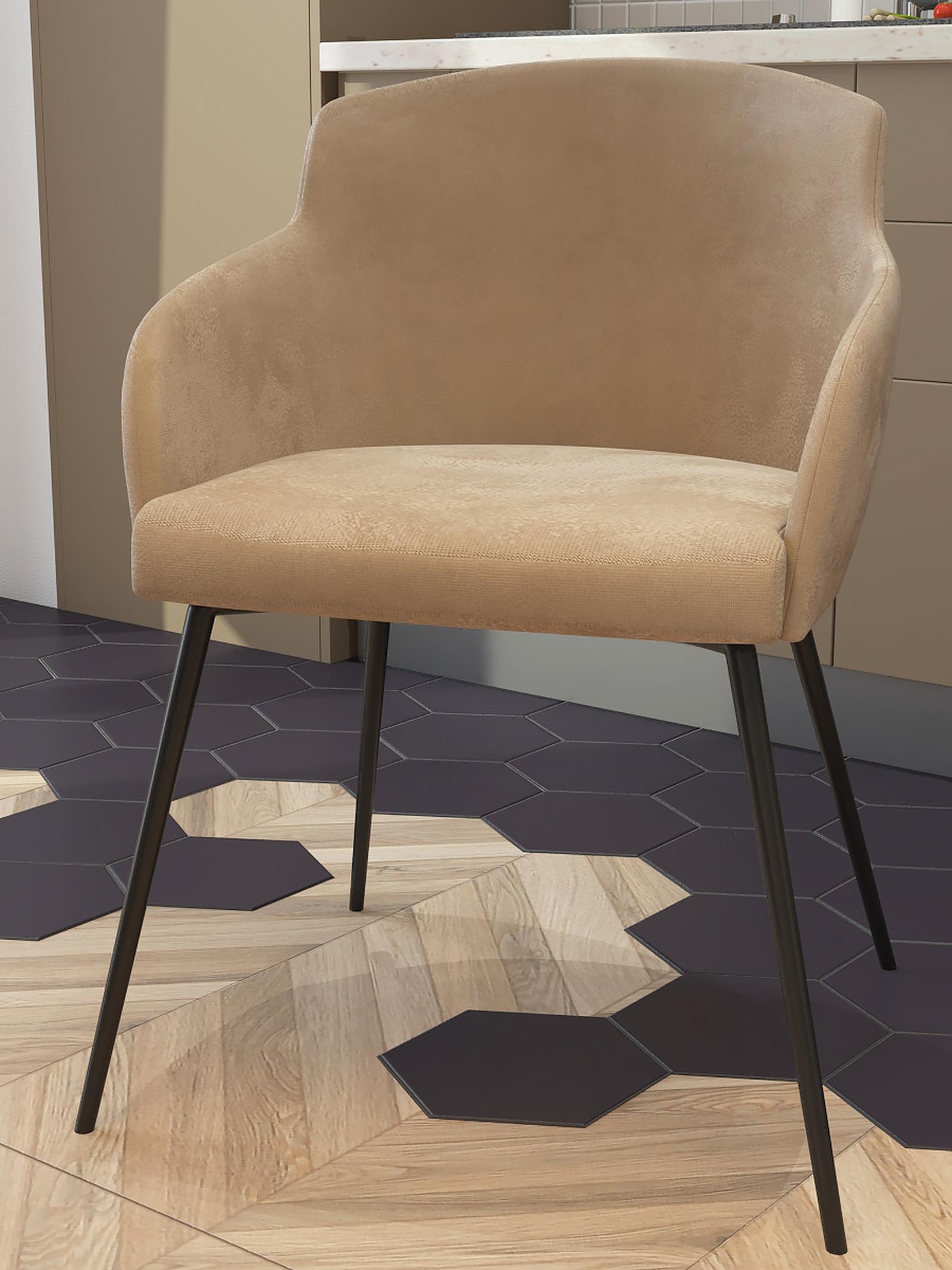 Scaun fix Monaco, tapitat, metal negru + stofa bej