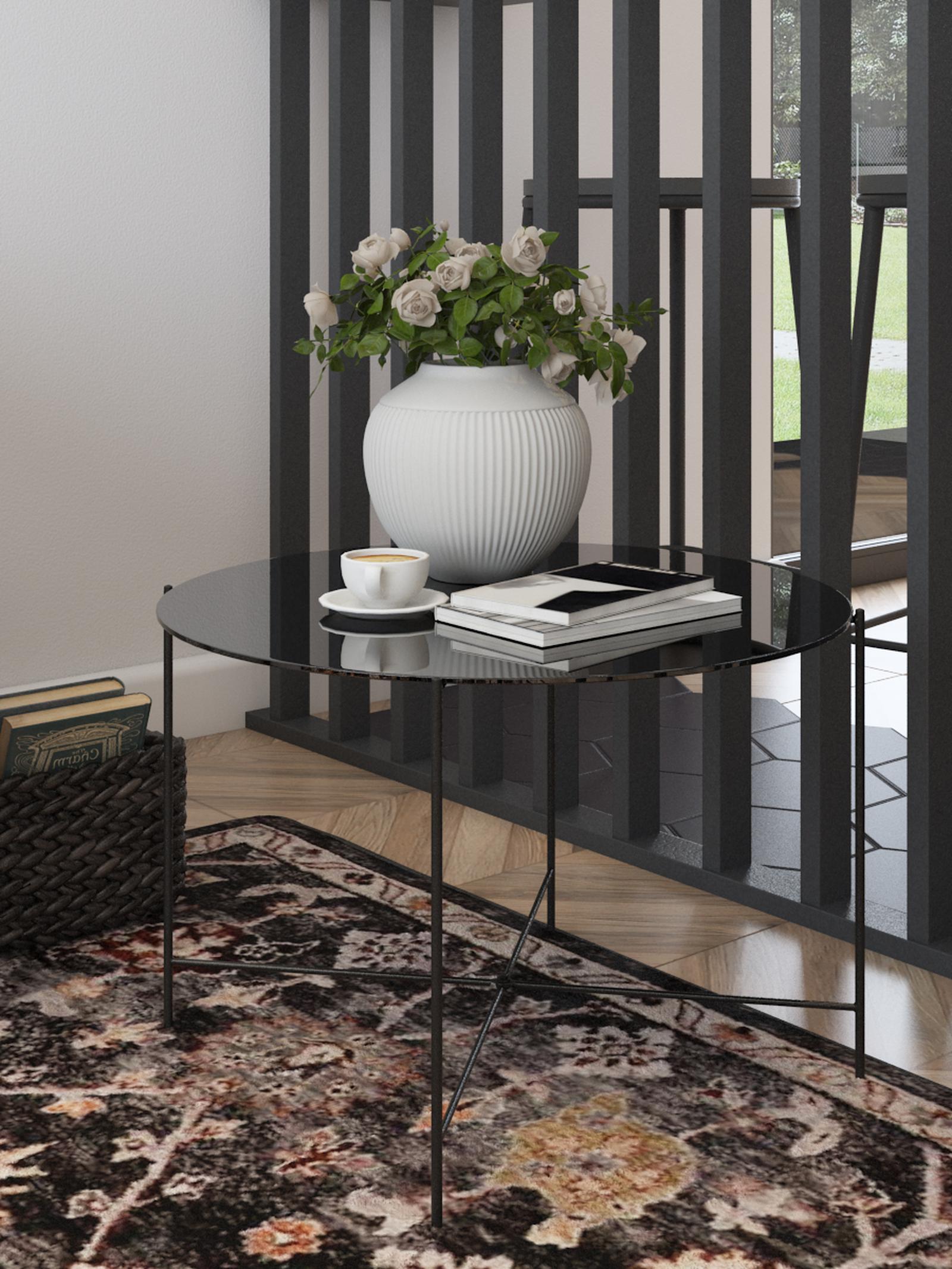 Masuta cafea Kurtis, rotunda, negru, 60 x 60 x 40 cm, 1C