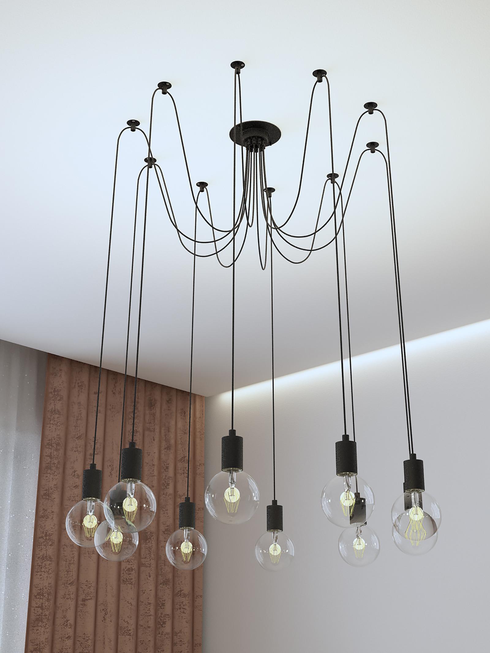 Candelabru Caspar 2224, 10 x E27, negru, industriala
