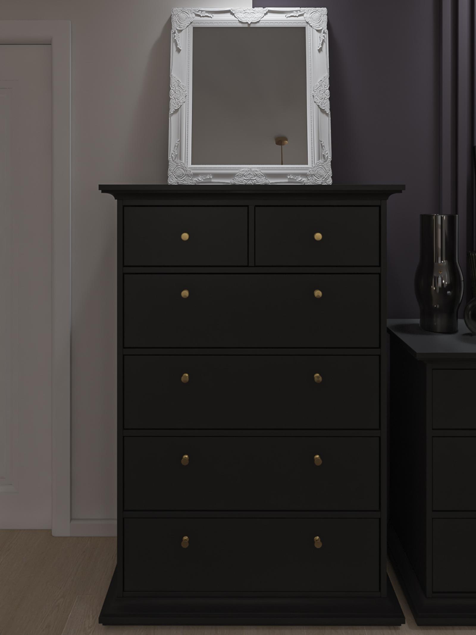Comoda dormitor Paris, cu 6 sertare, gri, 96.2 x 48.5 x 139.5 cm