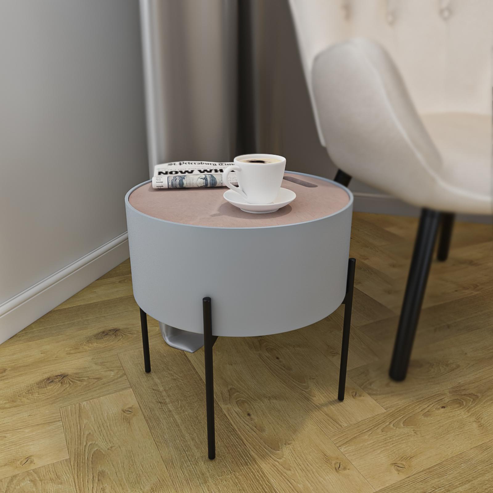 Masuta cafea Mosai, rotunda, gri + natur + negru, 38 x 38 x 38.5, 1C