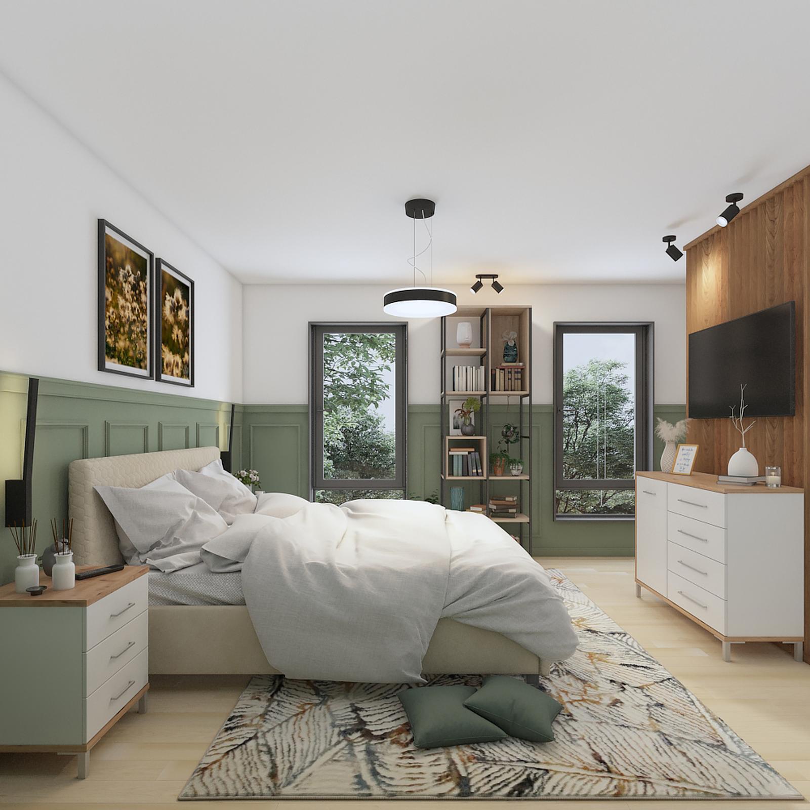 Model amenajare dormitor stil modern chalet