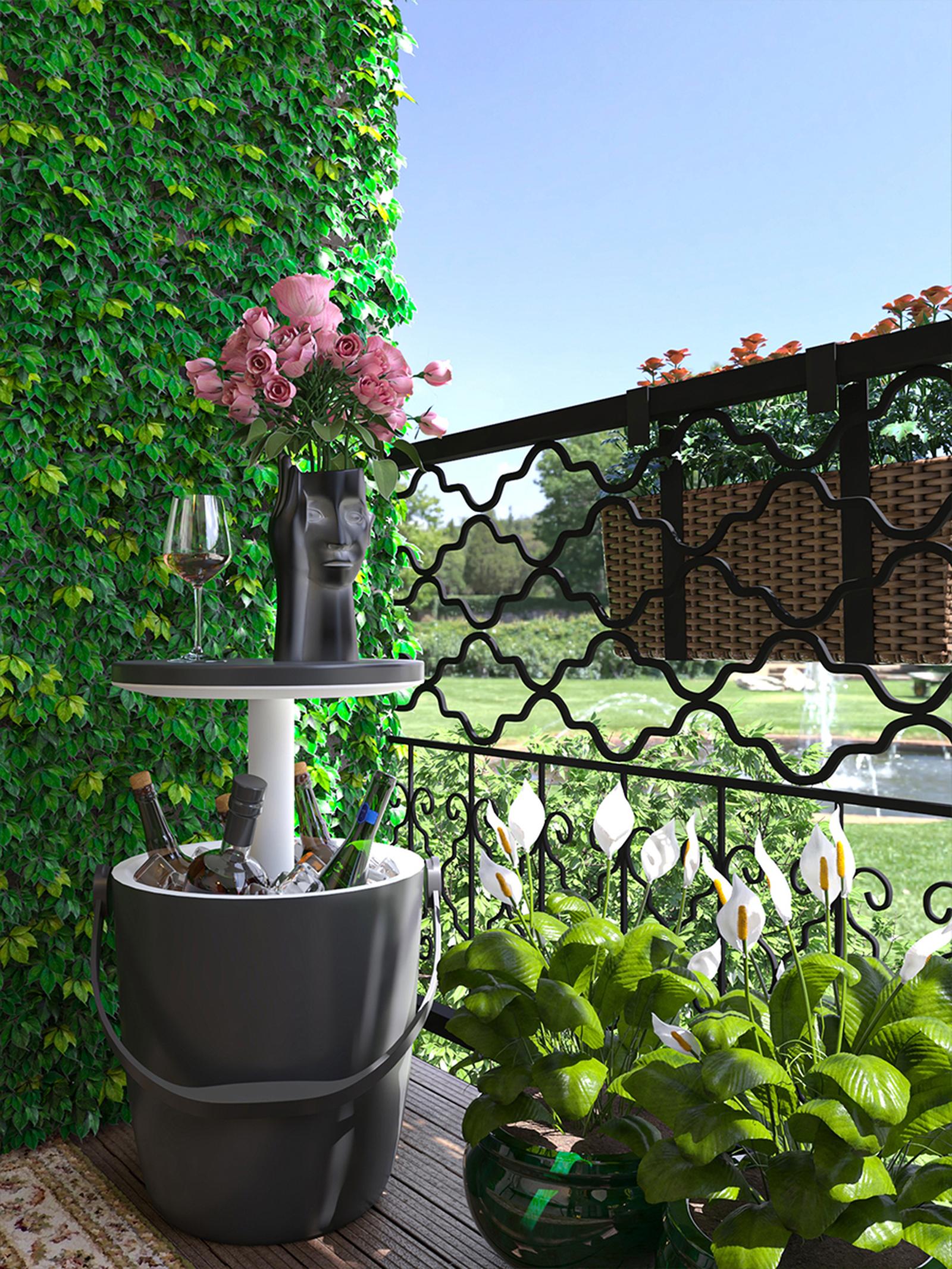 Masa pentru gradina cu recipient de racire Keter Cool Bar, grafit, 38 x 37 - 60 cm