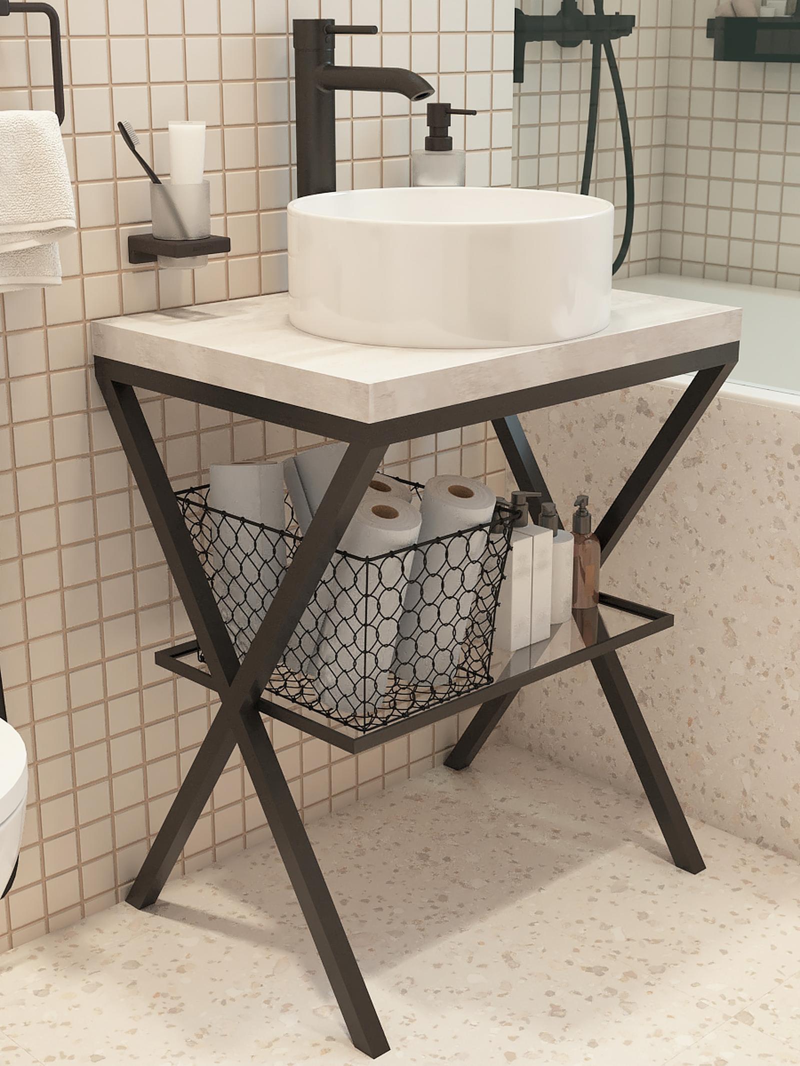 Blat lavoar baie Savini Due Linea 2800/21, PAL, gri ciment, 60 x 46 cm