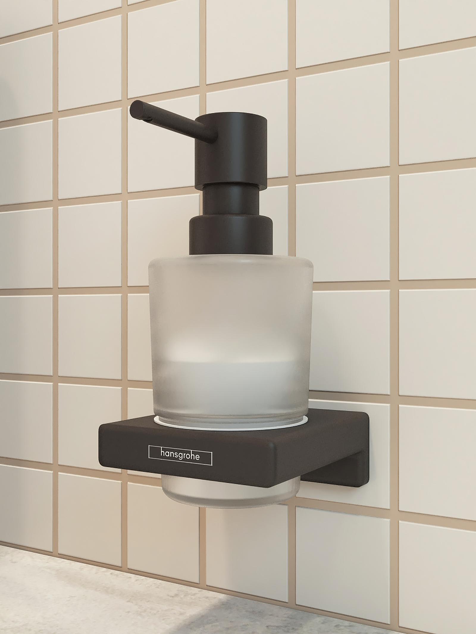 Dozator sapun Hansgrohe AddStoris 41745670, sticla, montaj suspendat, 200 ml