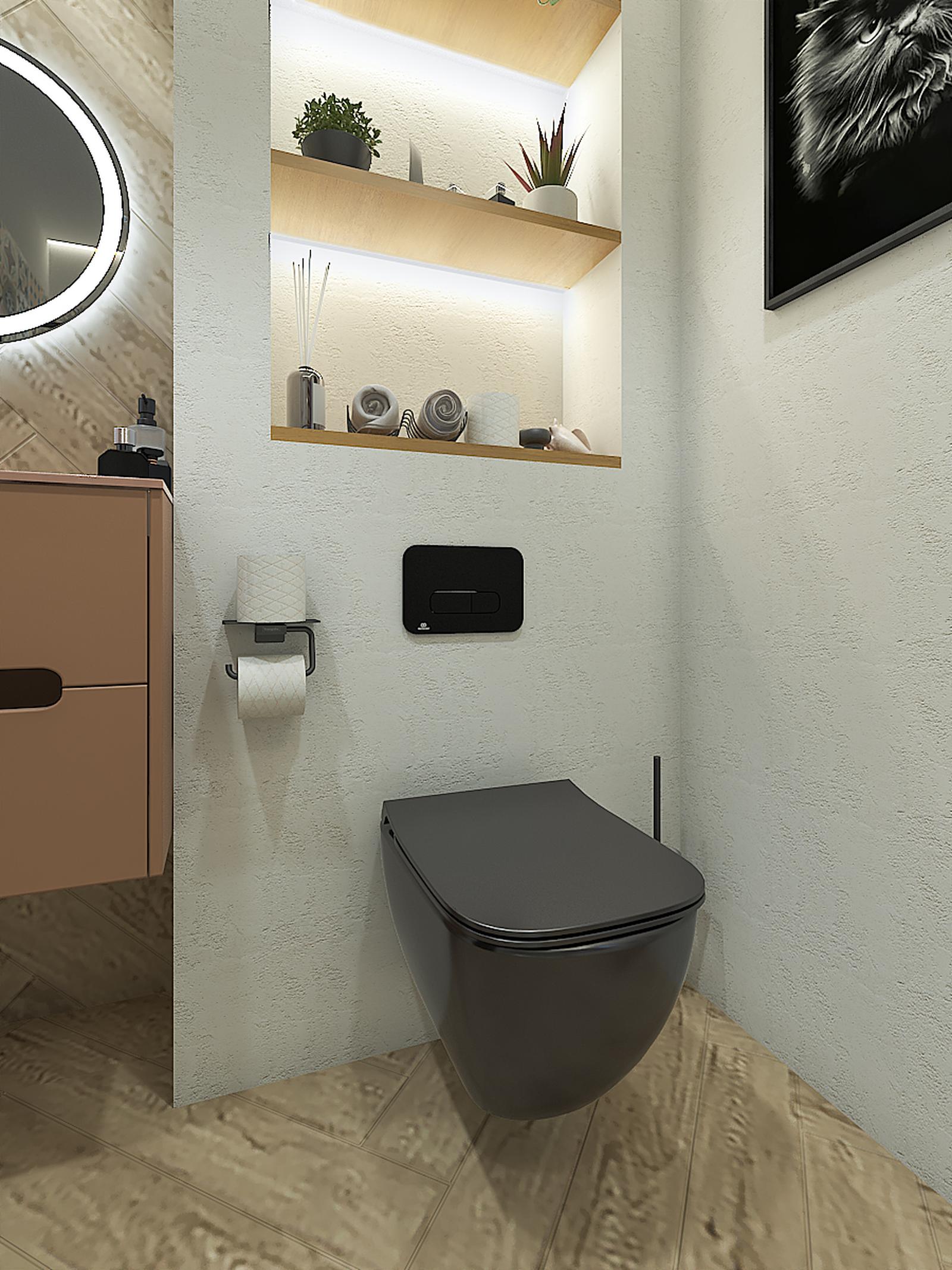 Suport hartie igienica Hansgrohe Addstoris 41772670, cu etajera, fara clapeta, negru mat, 15 x 8 x 7.7 cm