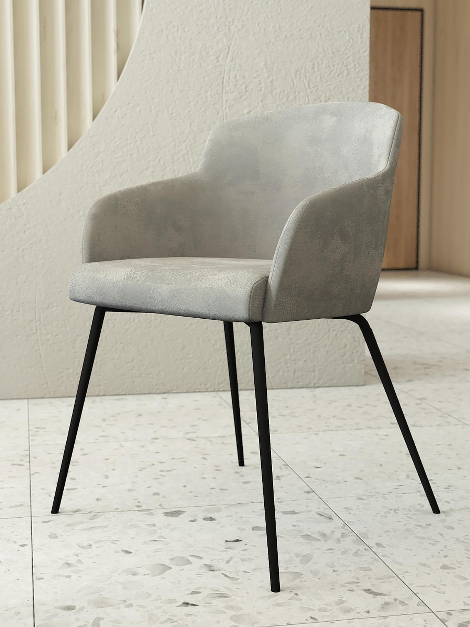 Scaun fix Monaco, tapitat, metal + stofa, gri + negru