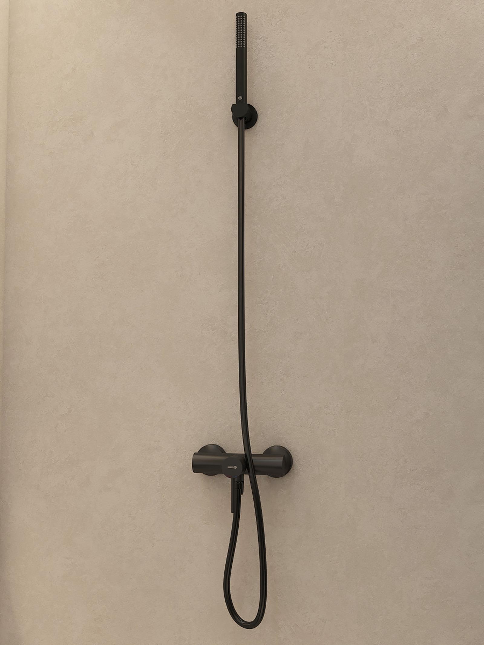 Baterie Kludi Bozz 388313976, monocomanda, montaj pe perete, finisaj negru mat