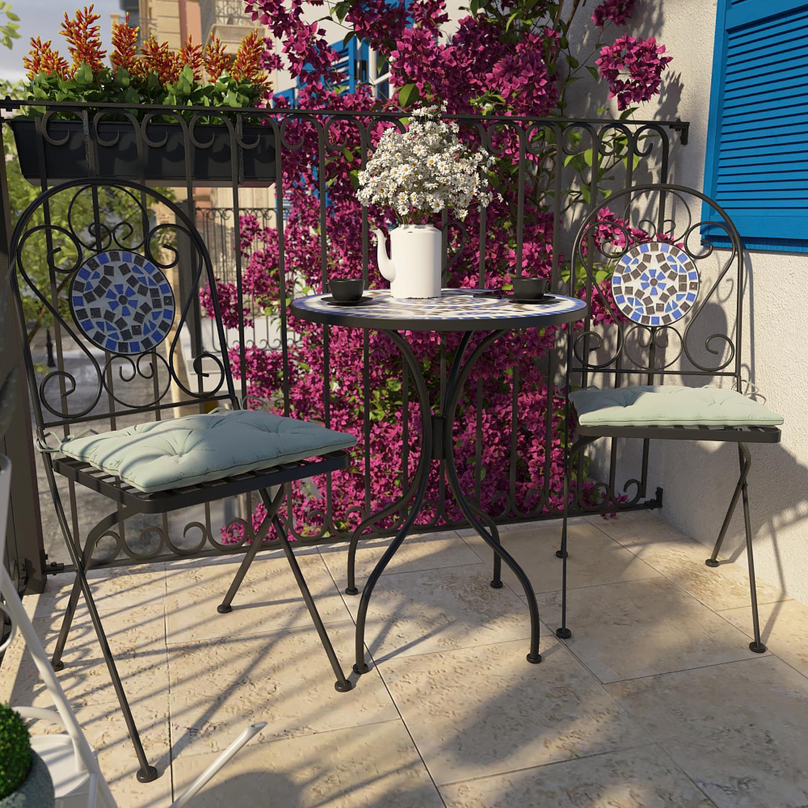 Set terasa 2 scaune interior / exterior, metal, negru, Paris