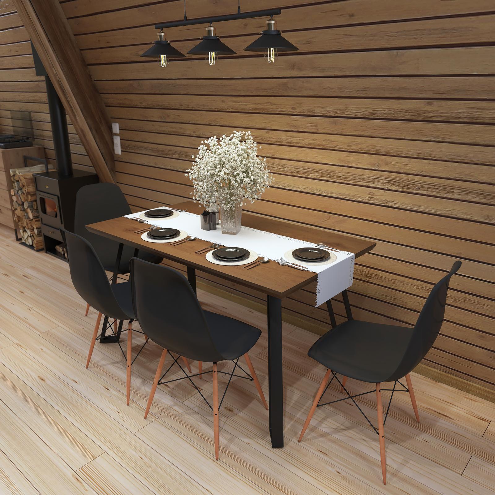 Masa bucatarie Pedal, dreptunghiulara, 4 persoane, stejar + negru, 140 x 80 x 76 cm, 2C