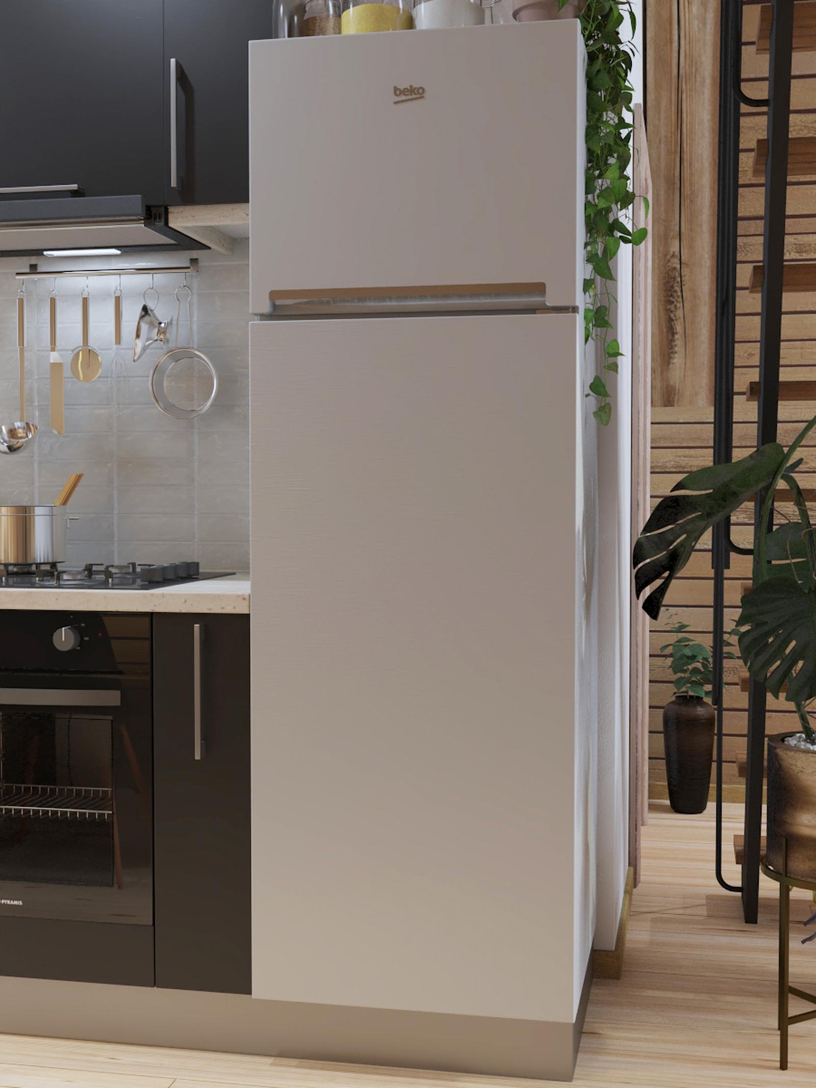 Frigider Beko RDSA310M40SN, cu 2 usi si 3 rafturi, 306 litri, clasa E, inaltime 175 cm, termostat reglabil, ventilator, rafturi Safety Glass ajustabile, iluminare LED, usi reversibile, argintiu
