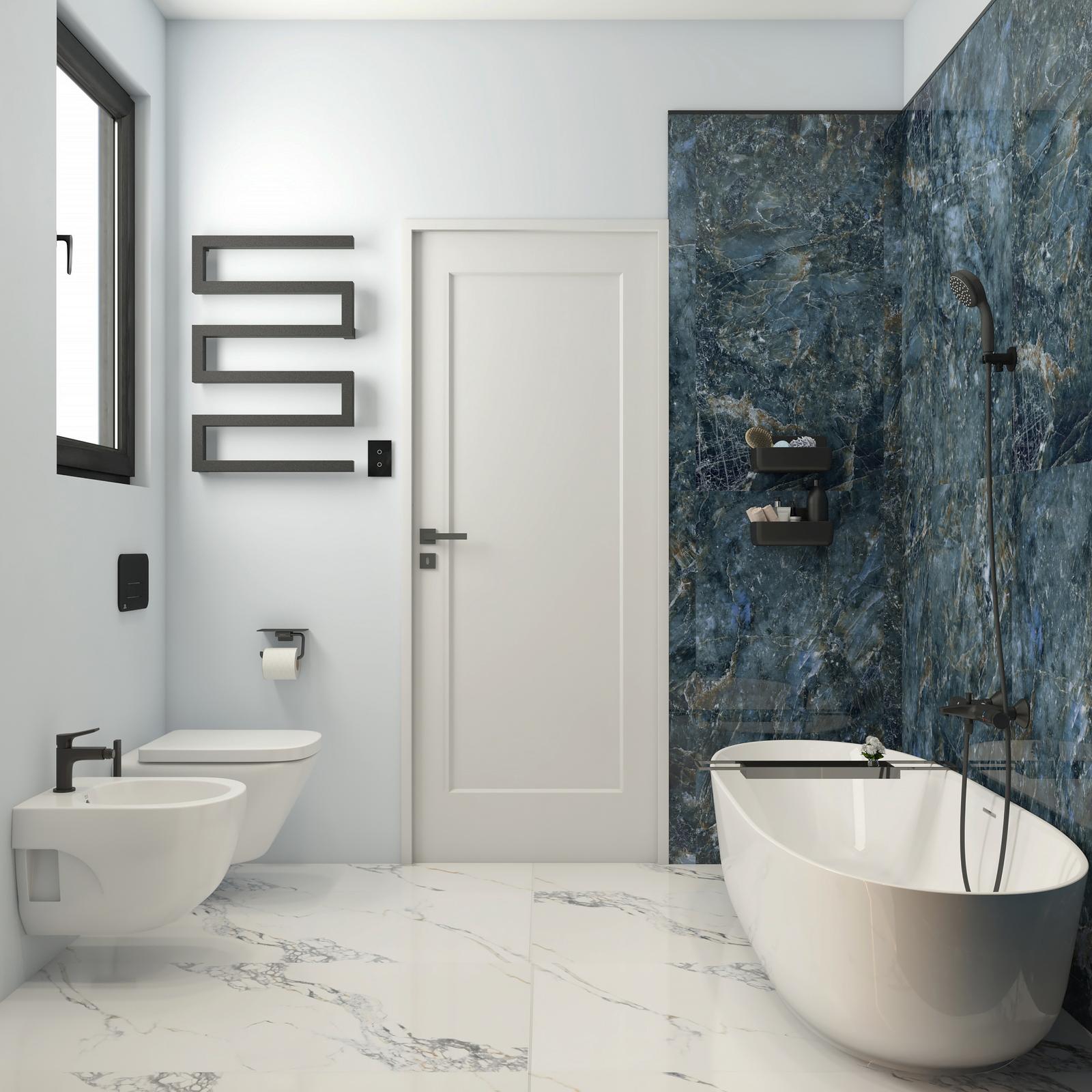 Calorifer vertical, decorativ, living, Radox Serpentine, drept, negru, 500 x 730 mm, accesorii incluse