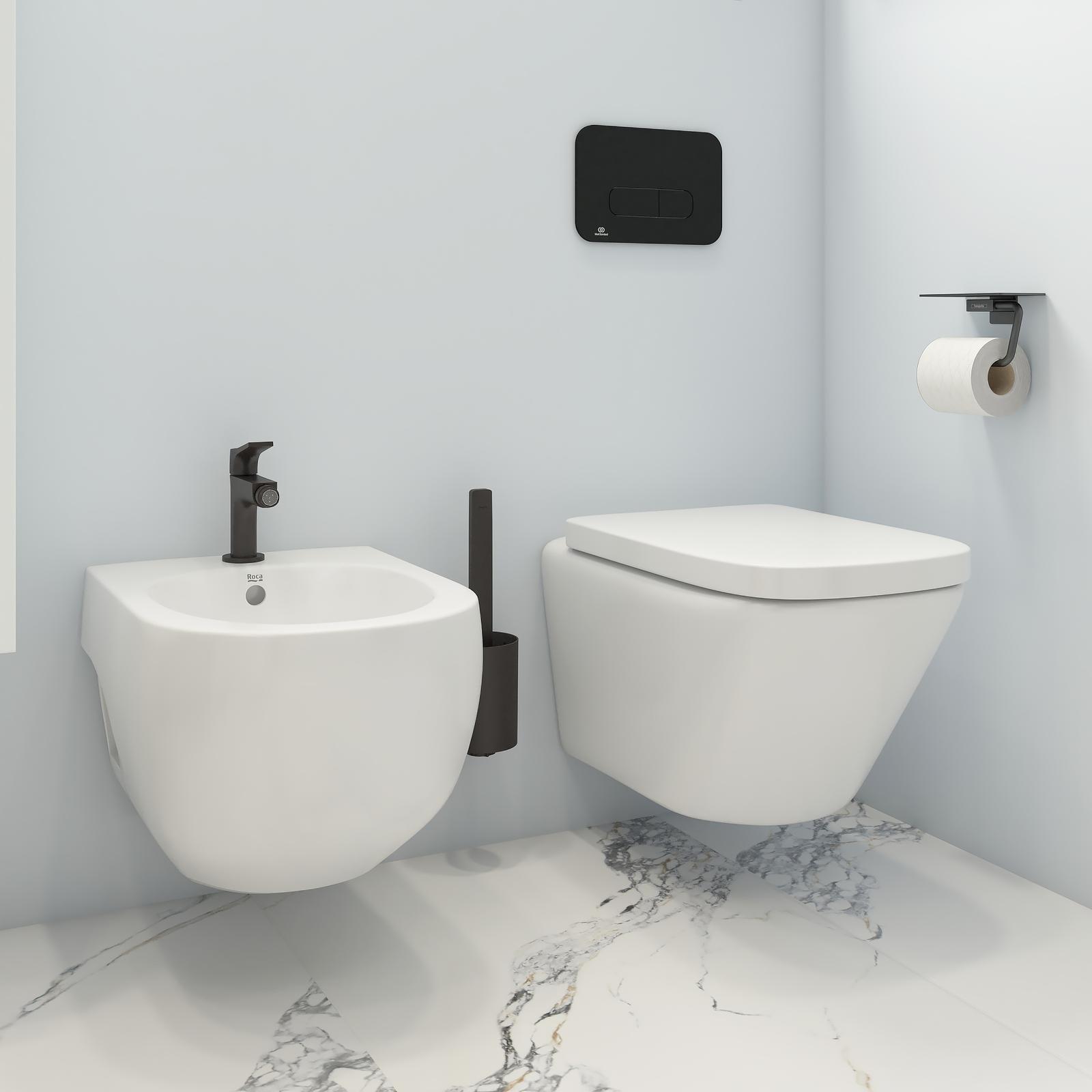 Accesorii baie, Hansgrohe Wallstoris 27969670, negru mat, 2 piese
