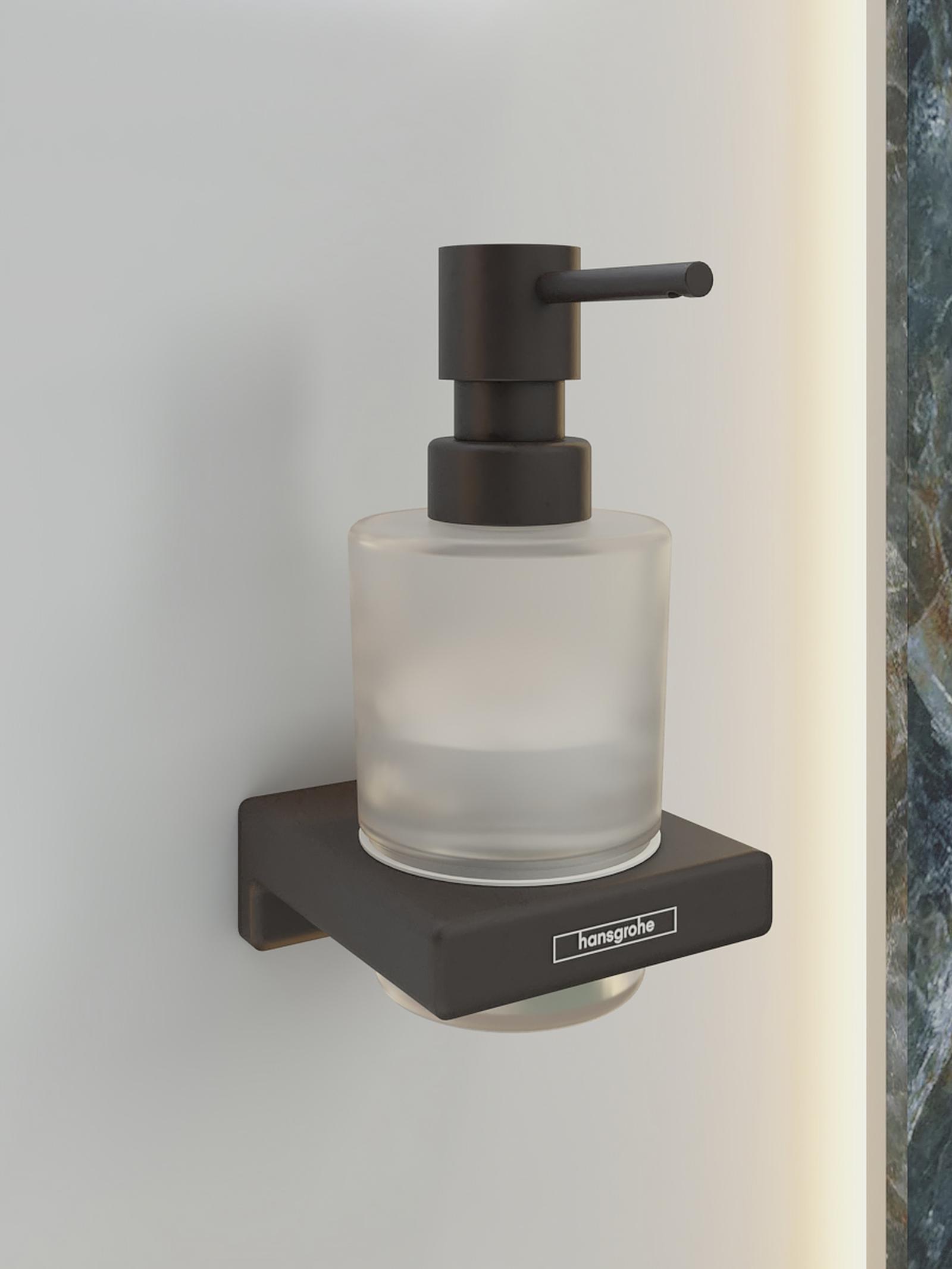 Dozator sapun Hansgrohe AddStoris 41745670, sticla, montaj suspendat, 200 ml