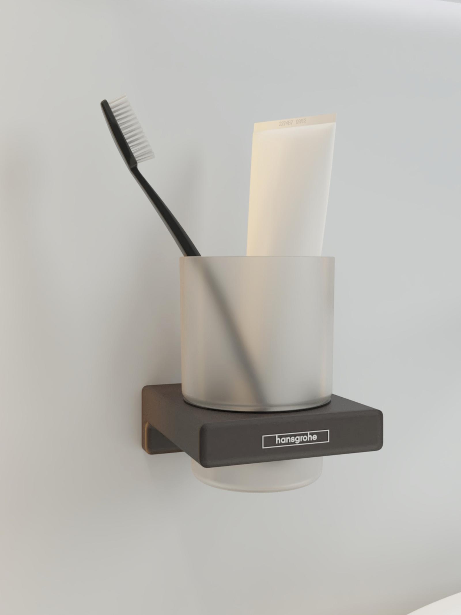 Pahar baie Hansgrohe AddStoris 41749670, sticla, prindere pe perete, 8.1 x 9.1 x 9.4 cm