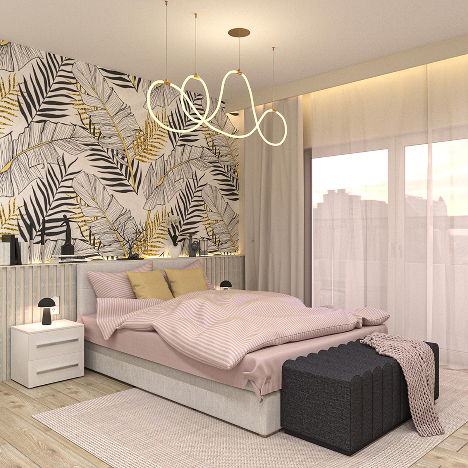 Model amenajare dormitor stil modern rosy