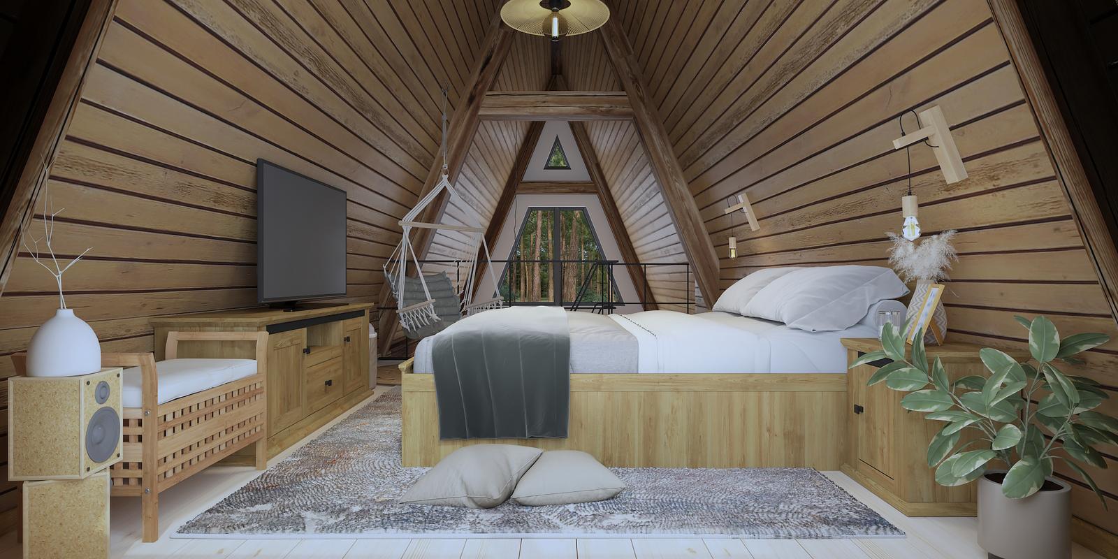 Model amenajare dormitor stil modern forest bedroom_4