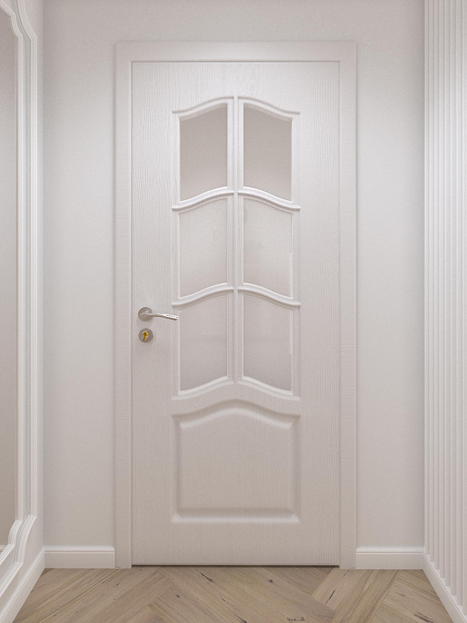 Usa de interior din lemn cu geam, BestImp 013-88-E, stanga / dreapta, crem, 88 x 203 cm
