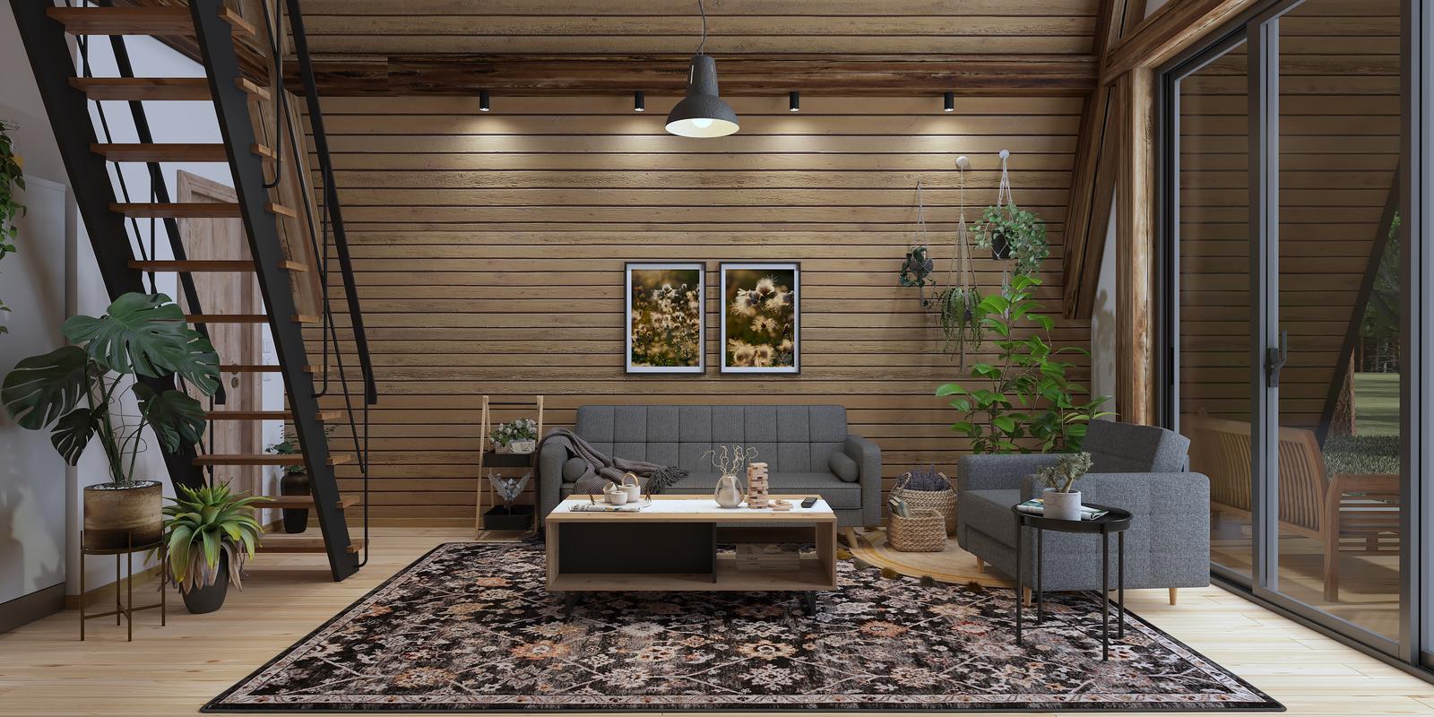 Model amenajare living stil modern forest cabin_3