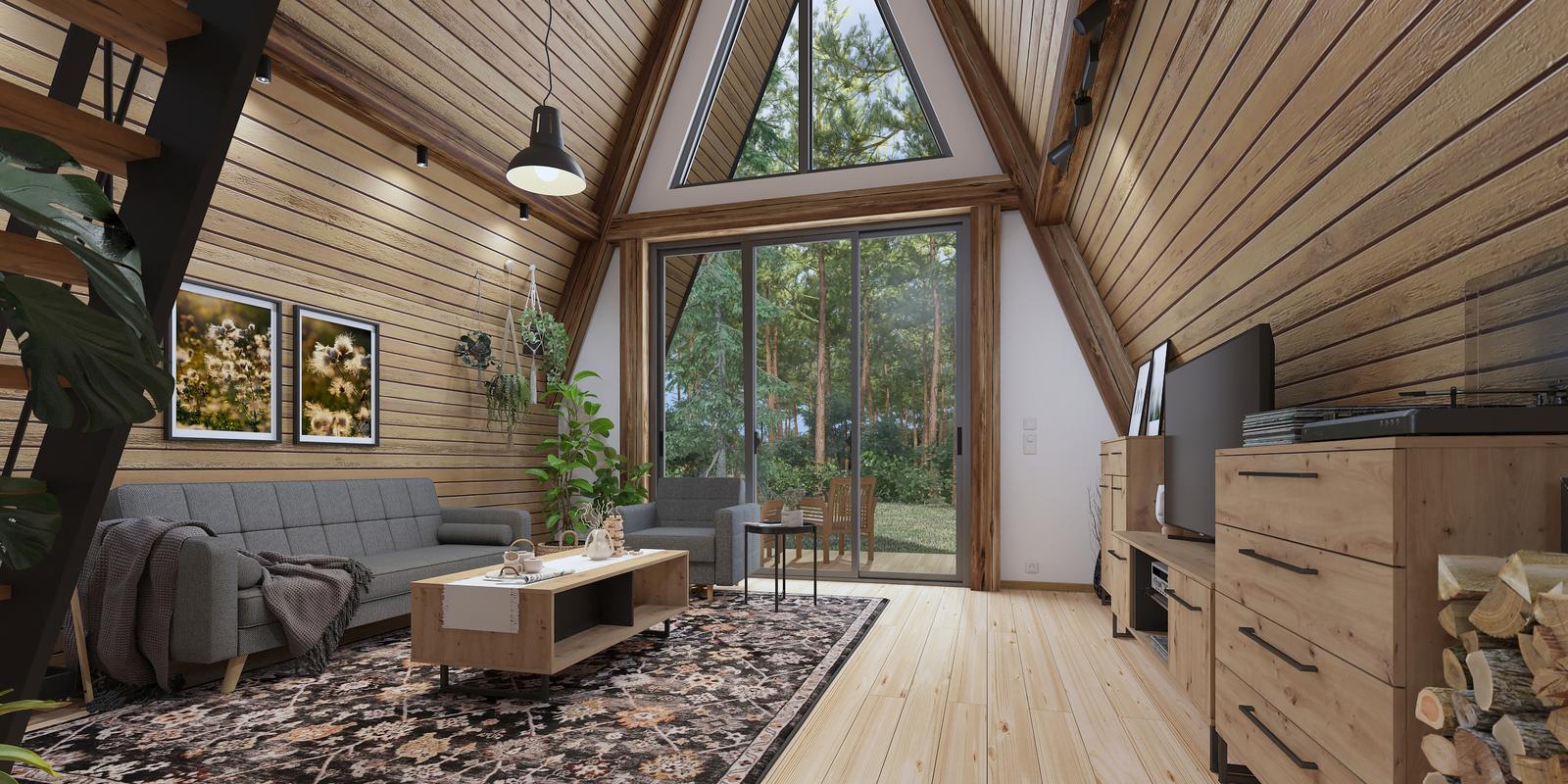 Model amenajare living stil modern forest cabin_5