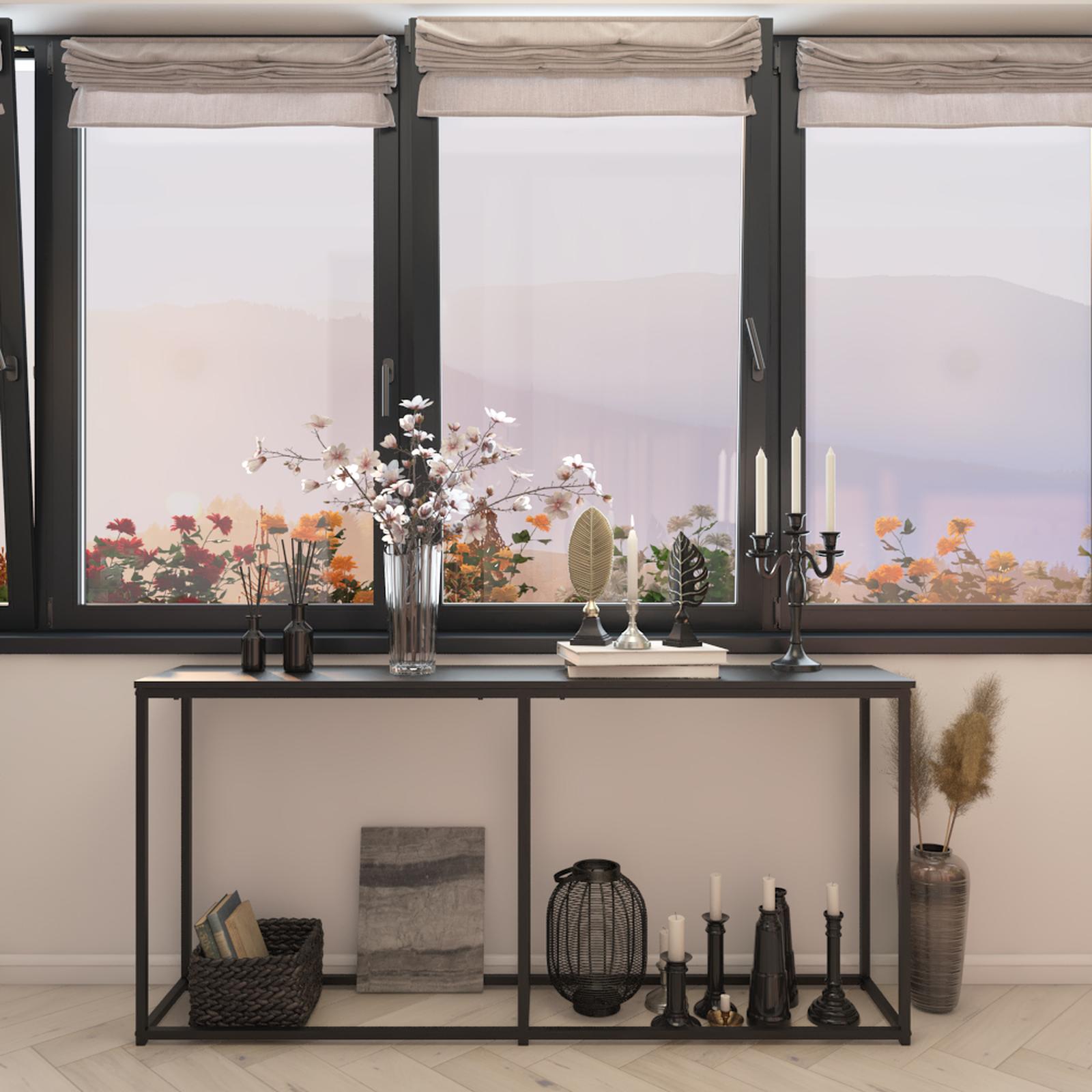 Consola living Busta, gri inchis + negru, 160 x 30 x 75 cm, 1C