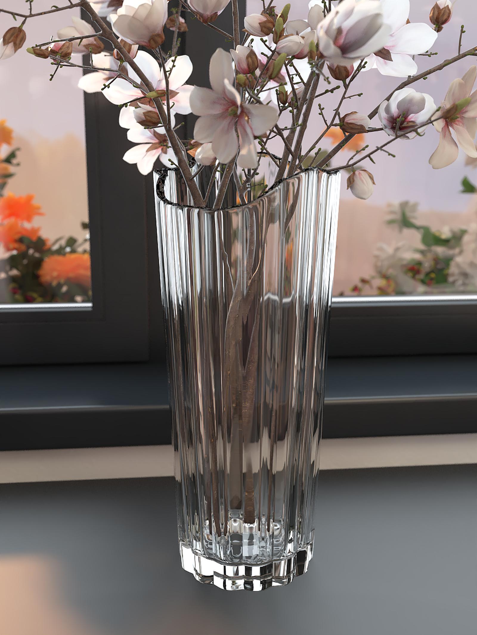 Vaza decorativa 1030, sticla transparenta, incolora, 30 cm