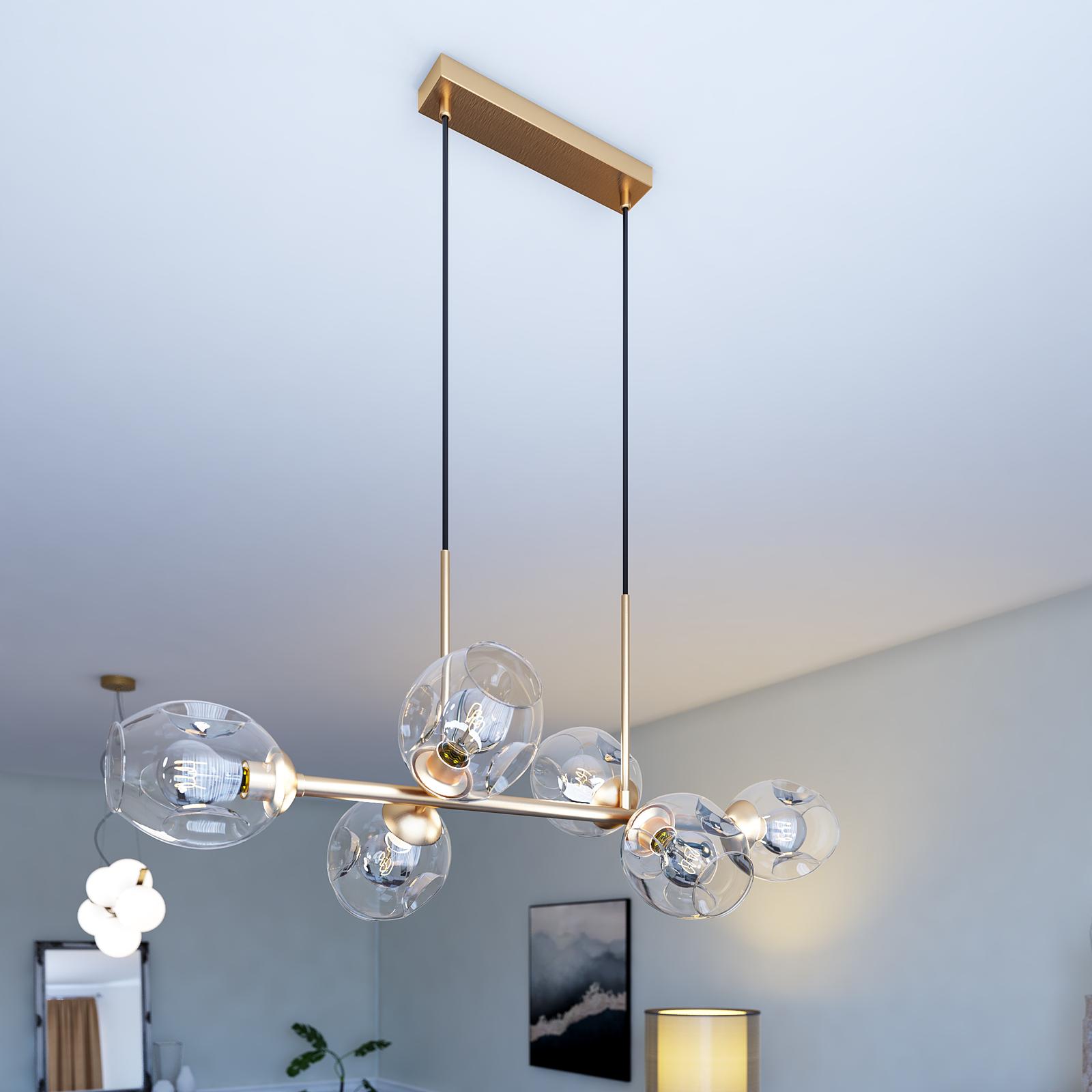 Suspensie Pierce GD 01-2619, 6 x E27, auriu + cognac, moderna