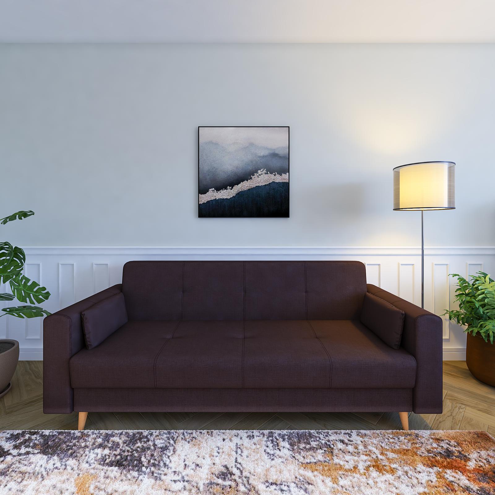 Canapea extensibila Riga, 3 locuri, cu lada, maro, 226 x 85 x 91 cm, 2C