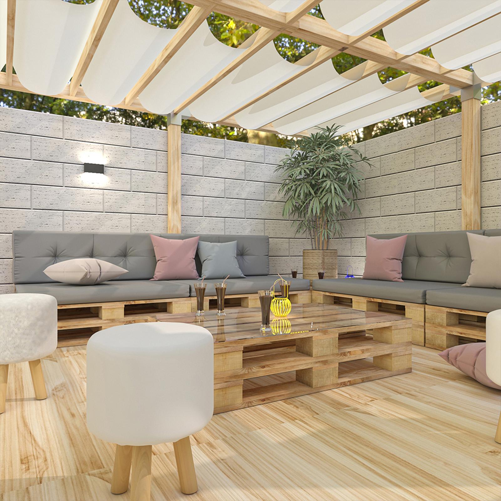 Perna pentru mobilier paleti sezut + spatar, gri, 120 x 80 x 10 cm