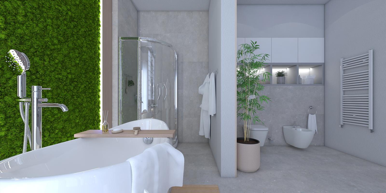 Model amenajare baie stil modern light wood_2