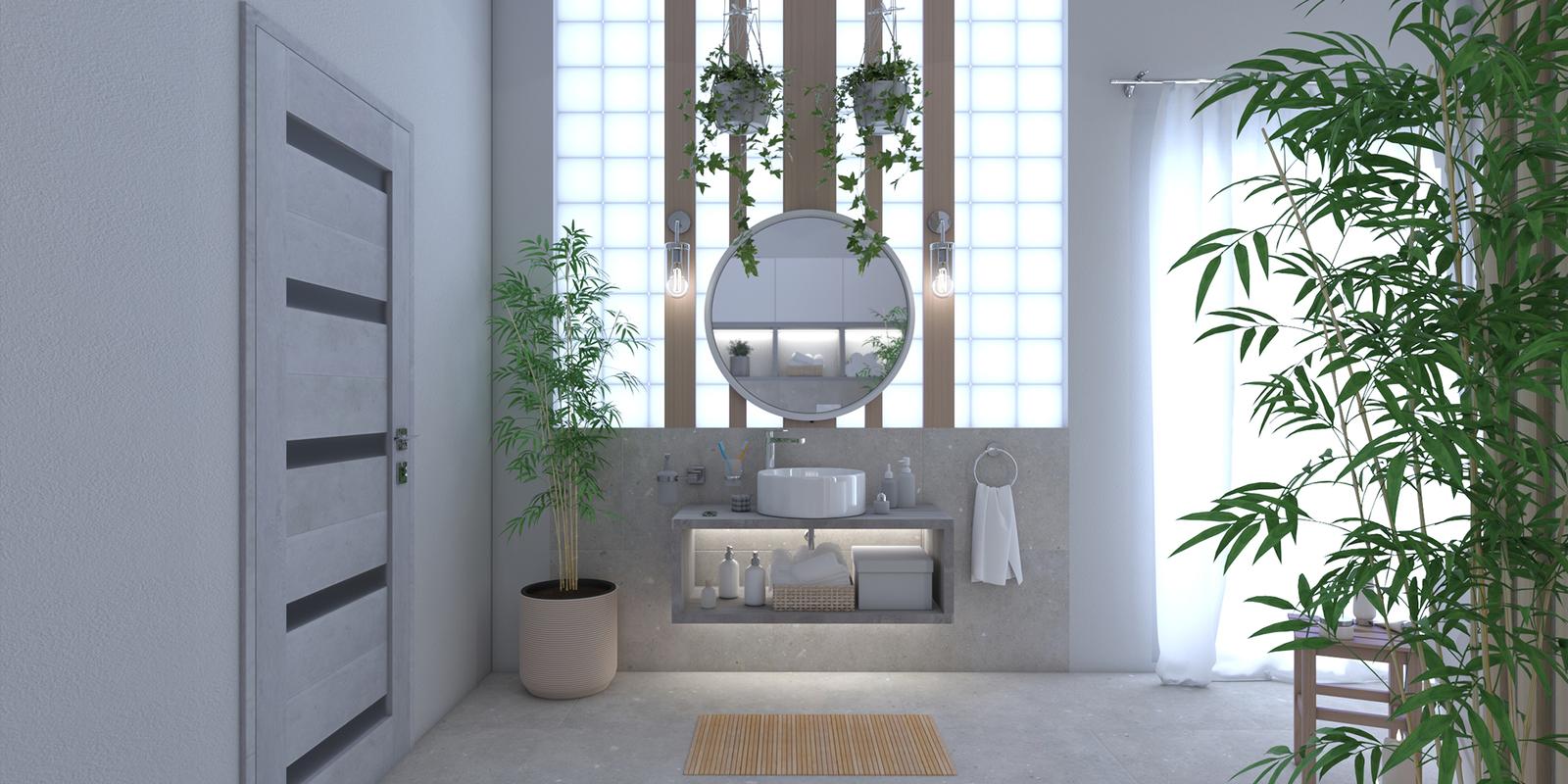 Model amenajare baie stil modern light wood_3