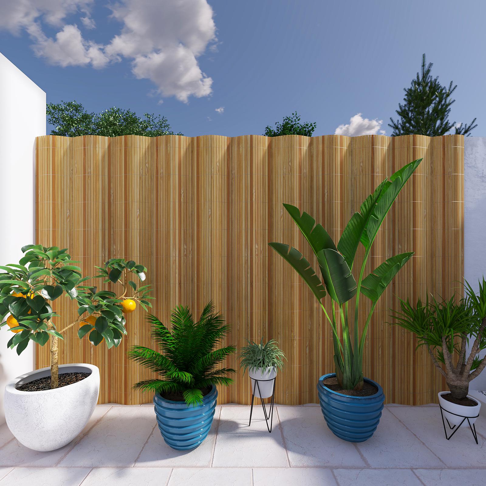 Paravan gard artificial decorativ Bambus, galben, 300 x 200 cm
