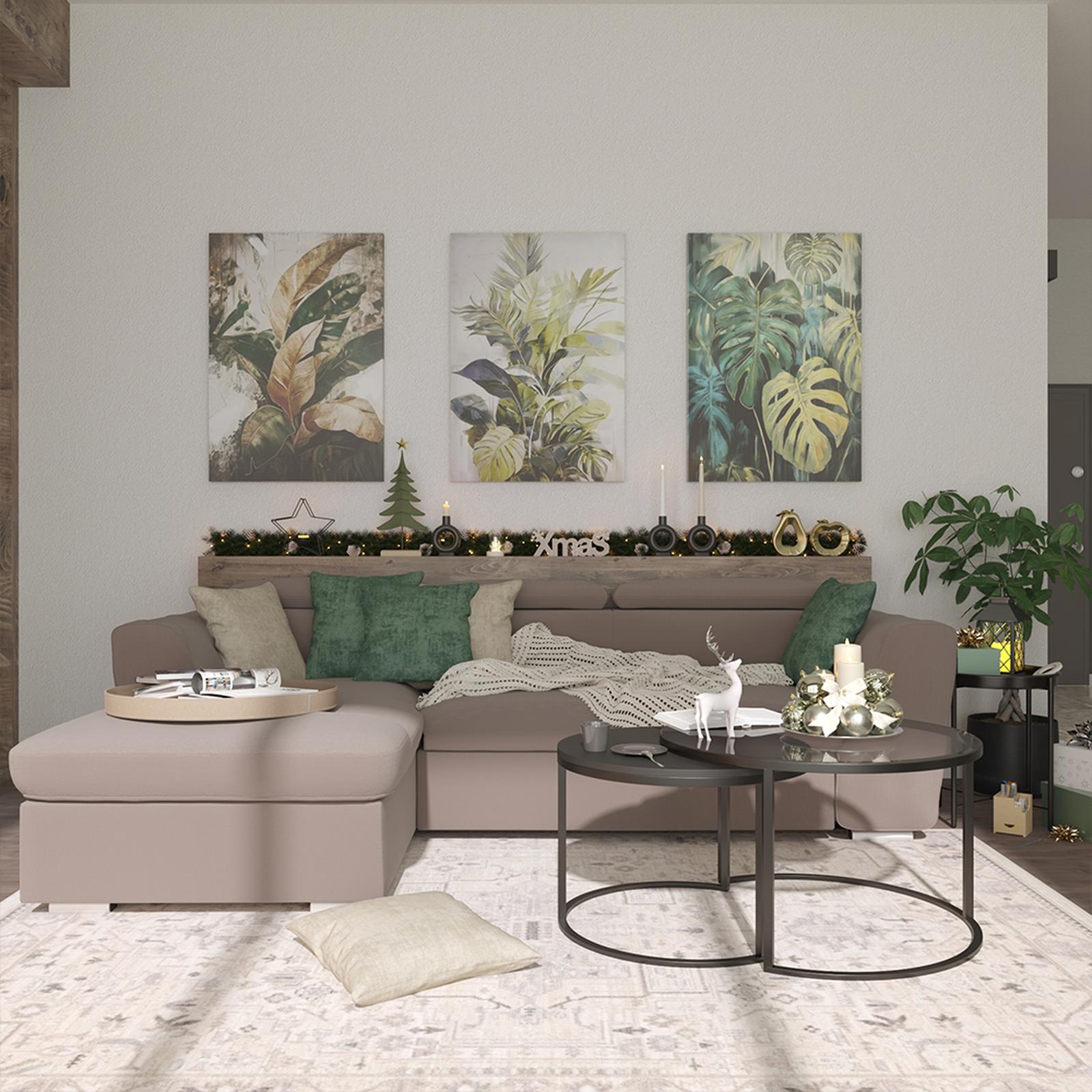 Coltar extensibil pe dreapta Albania, cu lada, maro, 260 x 165 x 94 cm, 2C