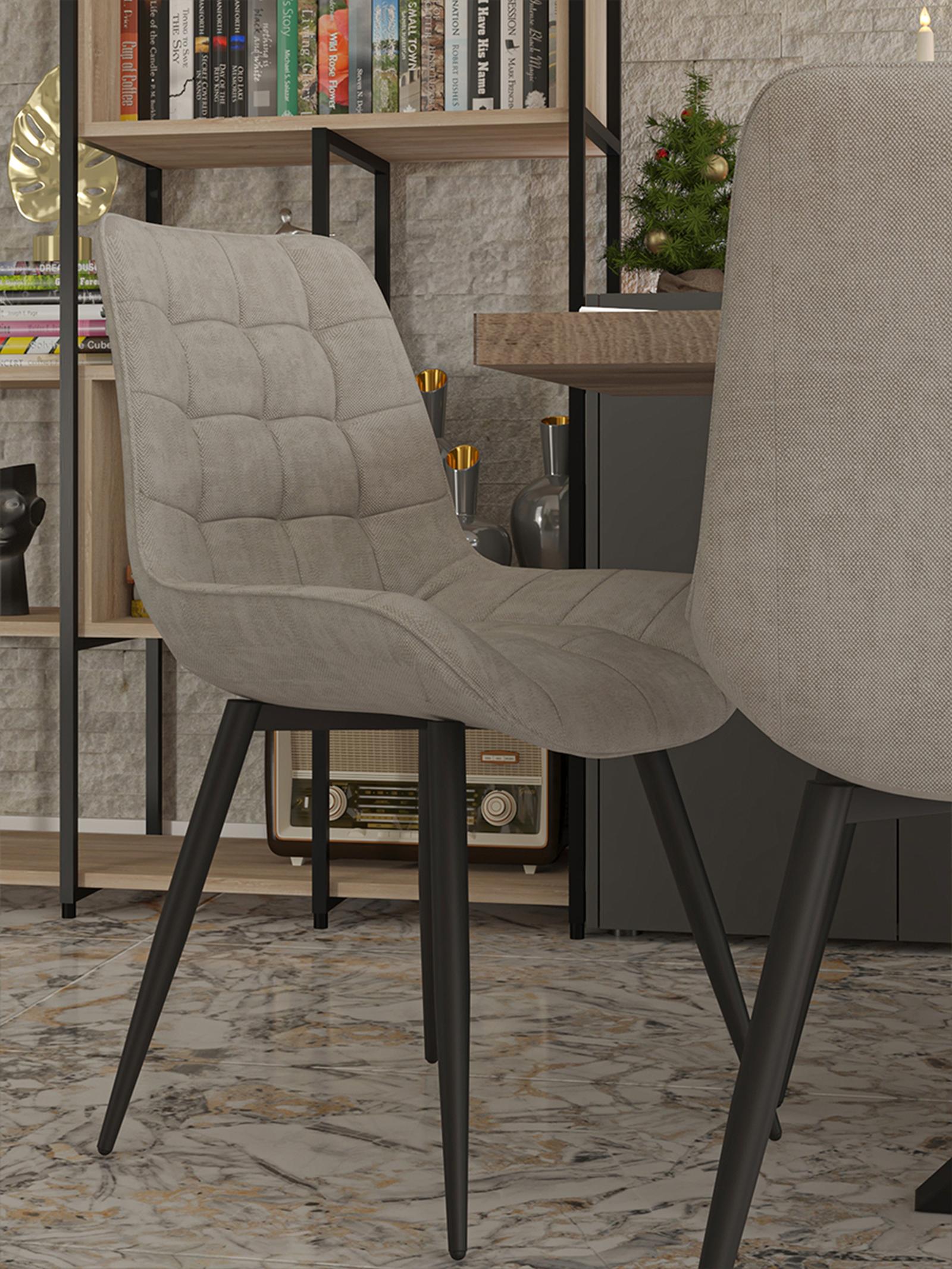 Scaun fix BUC 206, tapitat, metal negru + catifea gri deschis